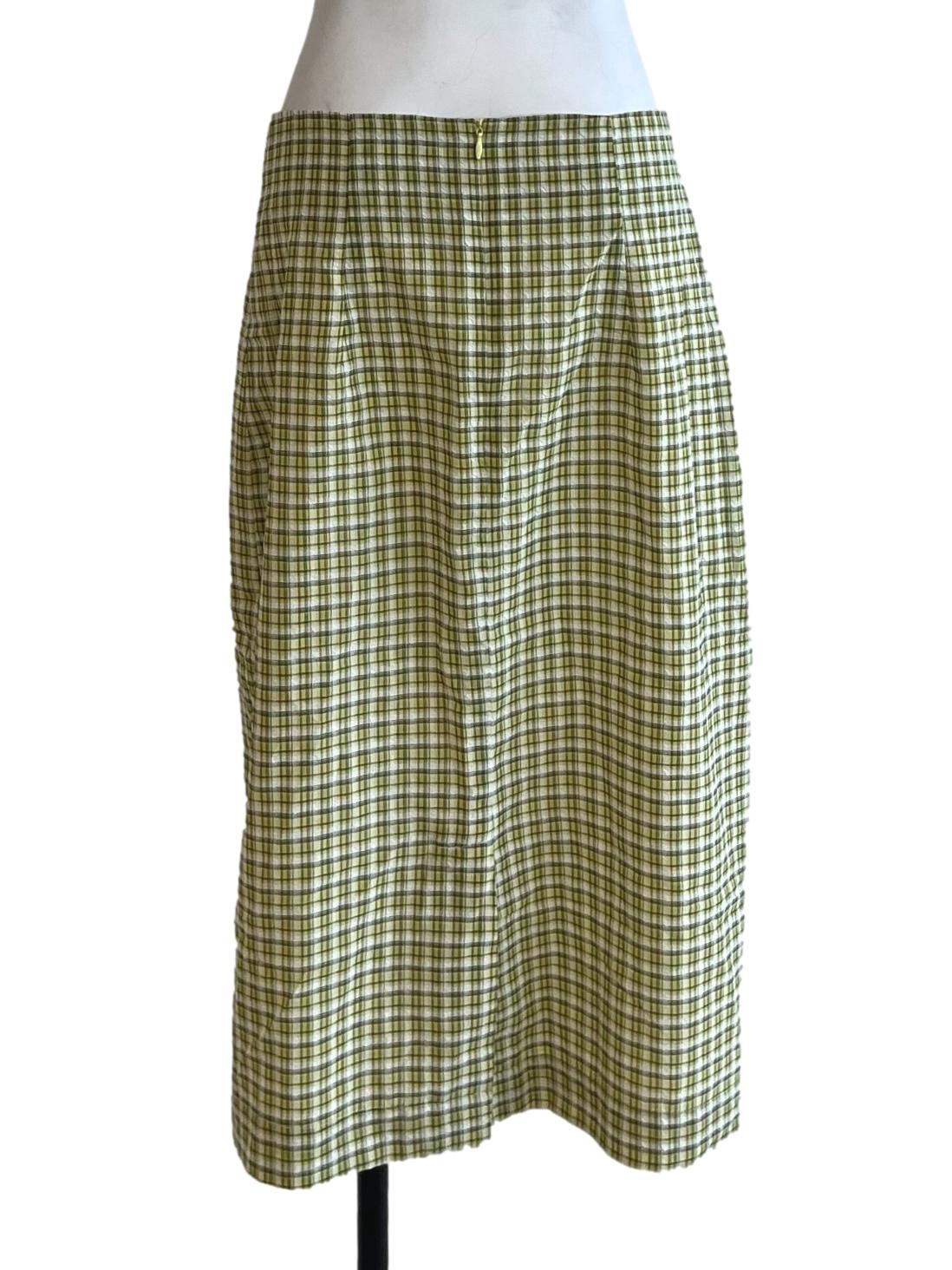 Green Yellow Tartan Pencil Skirt
