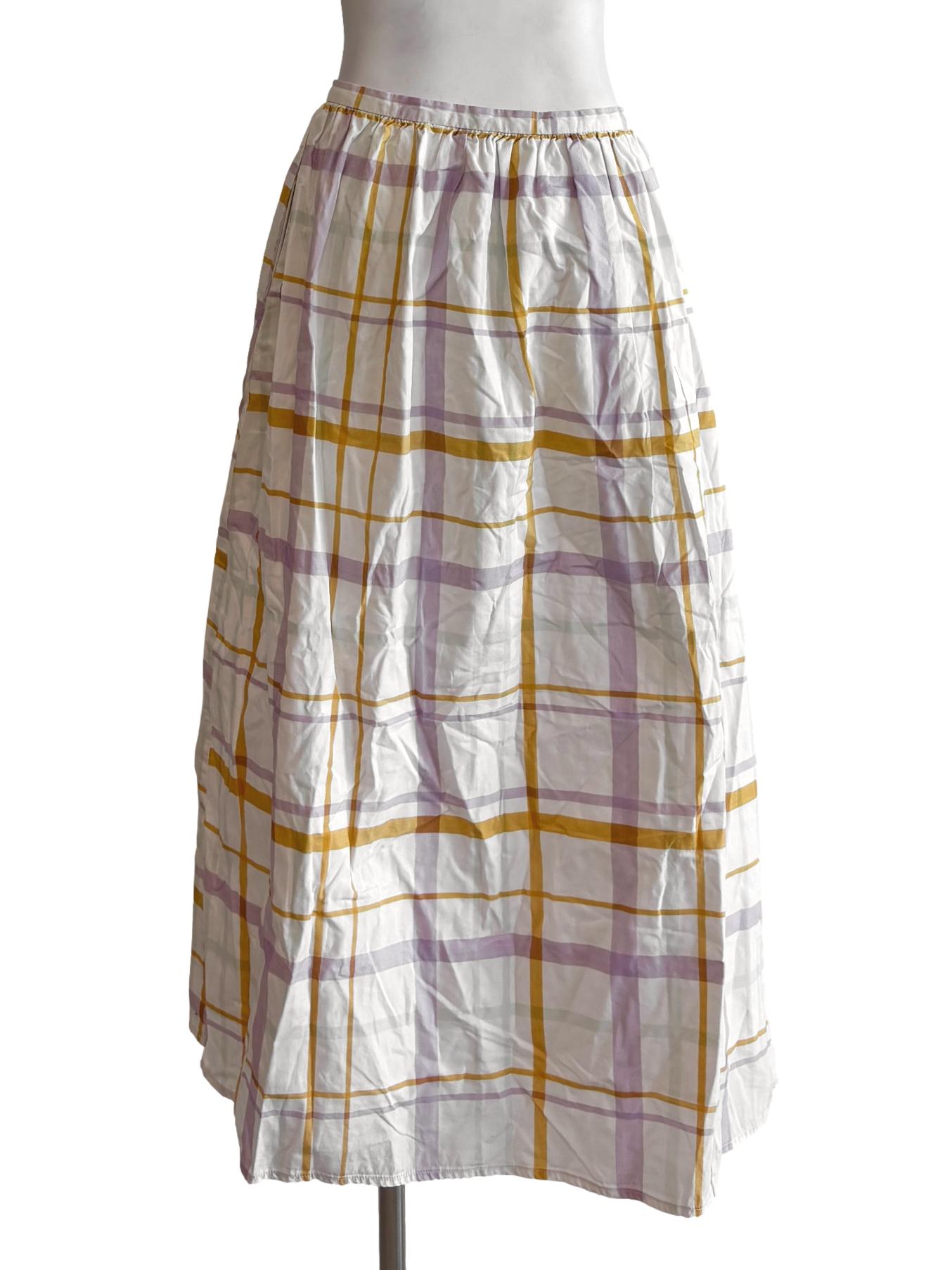 Powder White Purple Yellow Lined Cotton Skirt LB