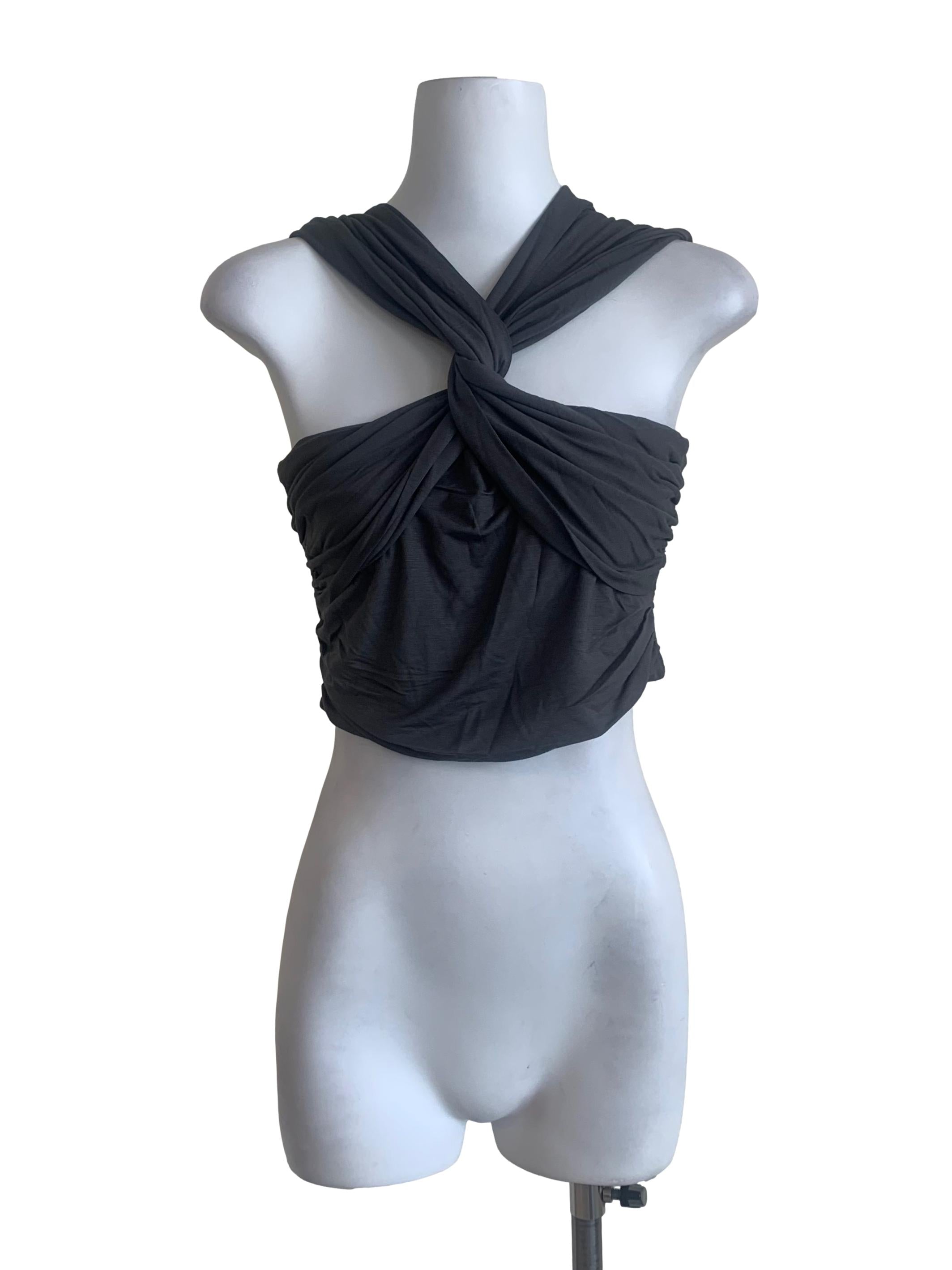 Shadow Grey Halter Neck Crop Top