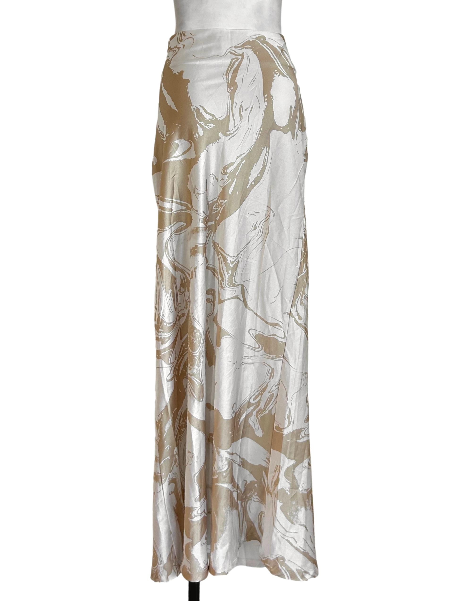 Gold White Marble Silk Skirt