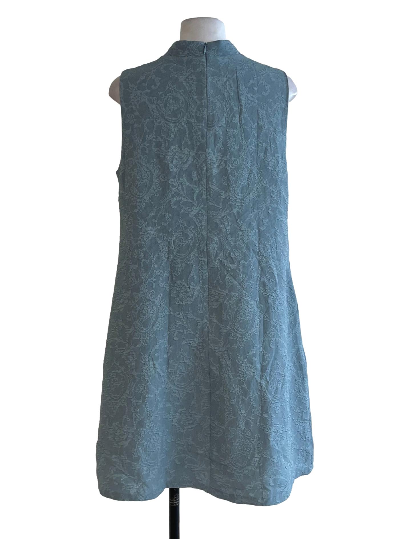Aegean Blue Mandarin Collar Sheath Dress