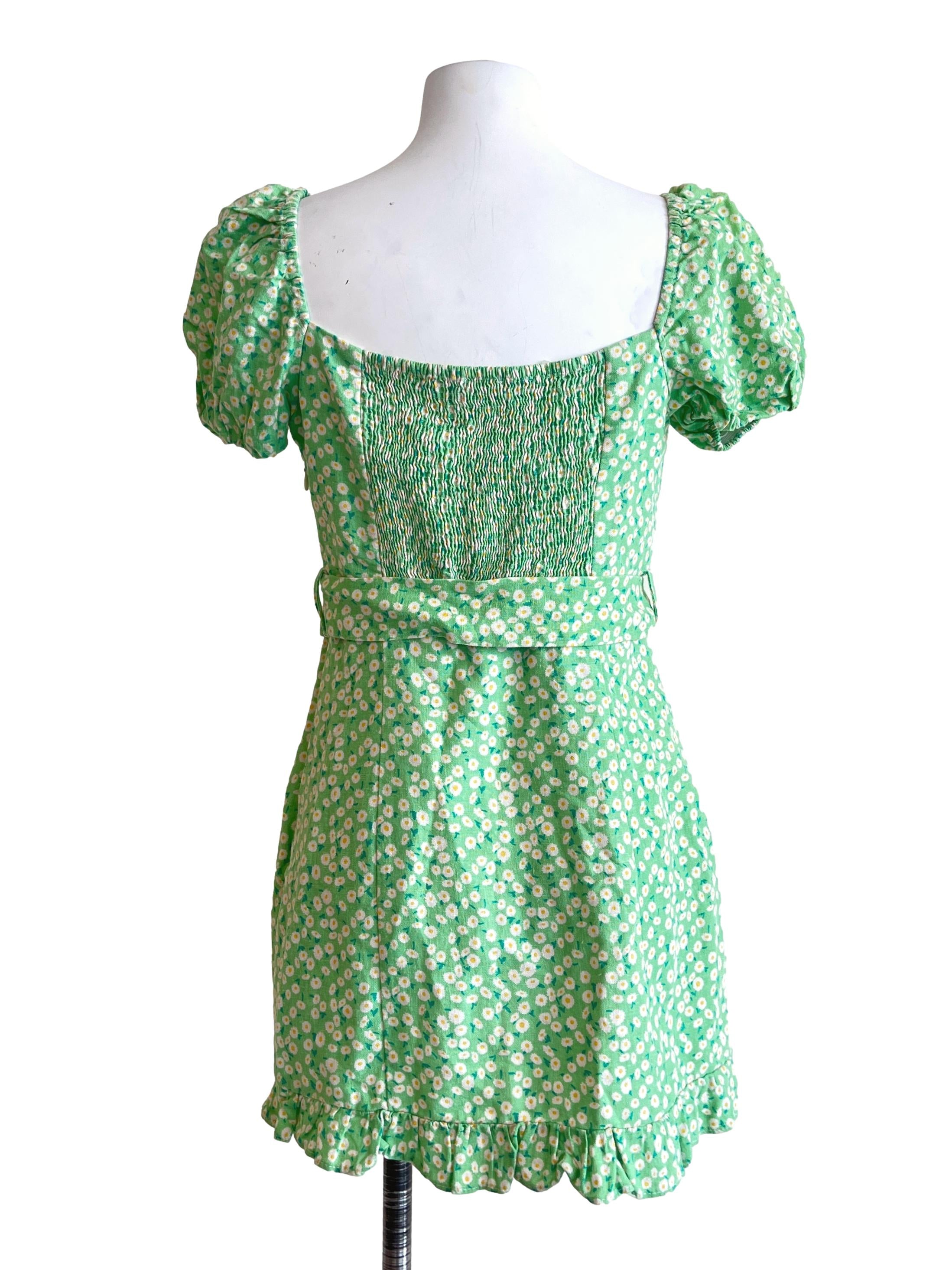 Seafoam Green Square Puff Sleeve Mini Dress