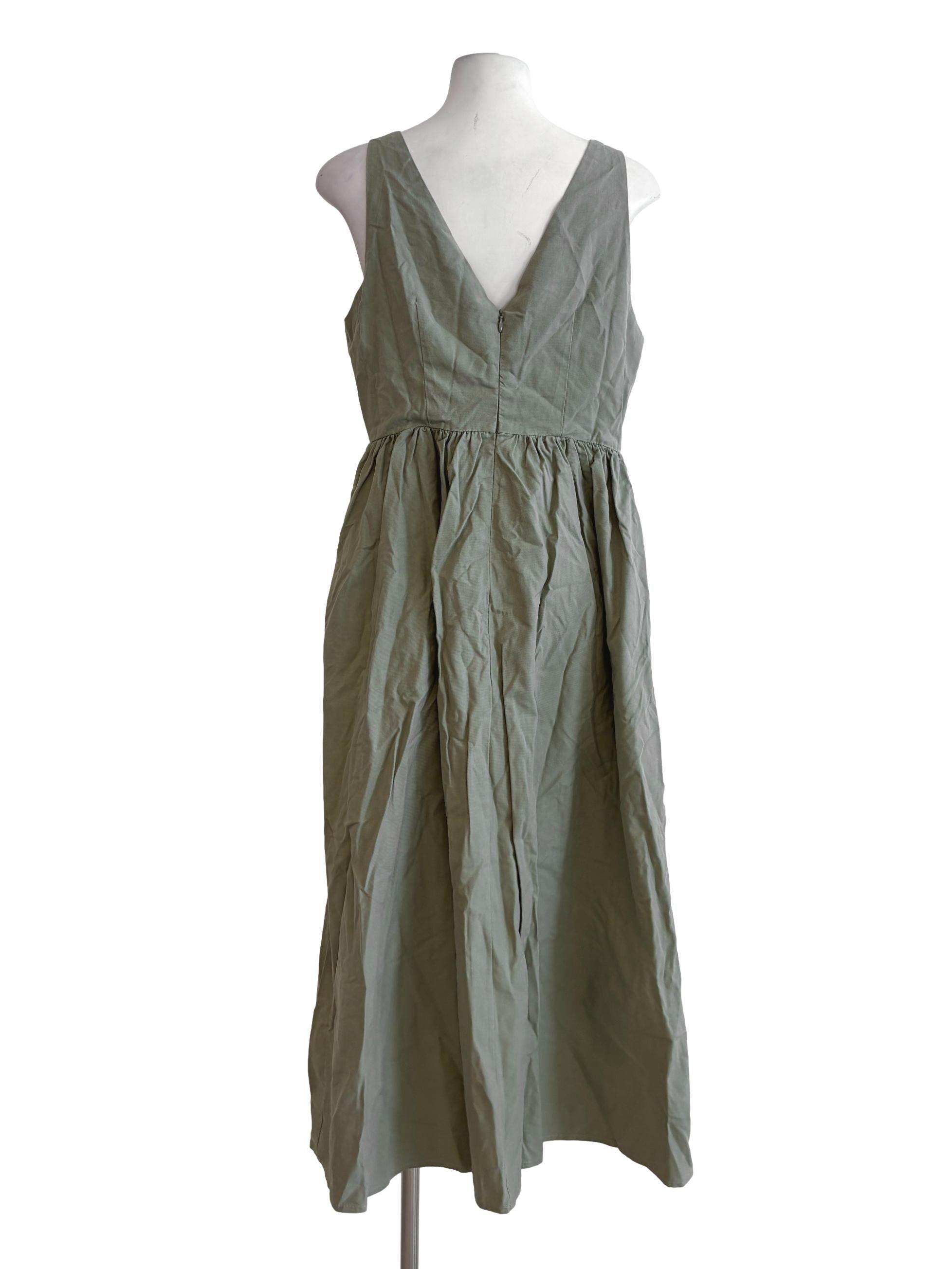 Sage Green Sleeveless Linen Dress TEM