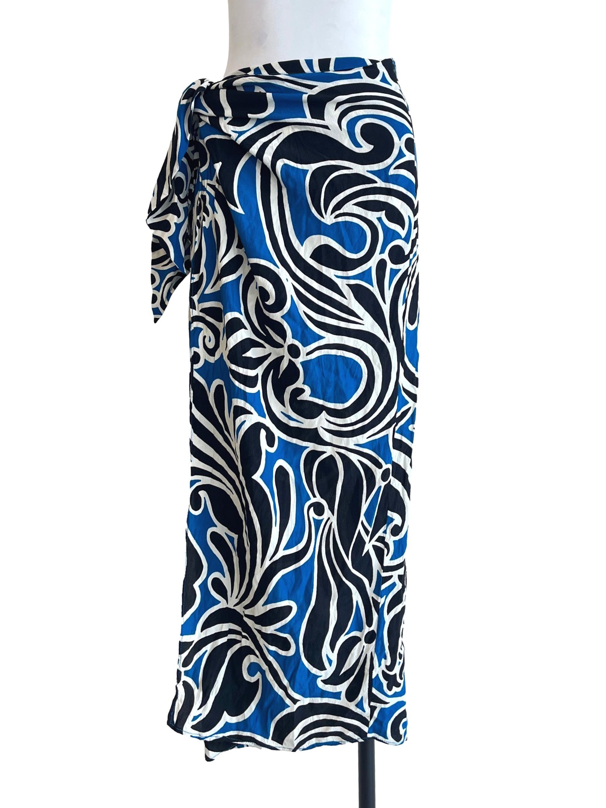 Cobalt Blue Wrap A-Line Skirt