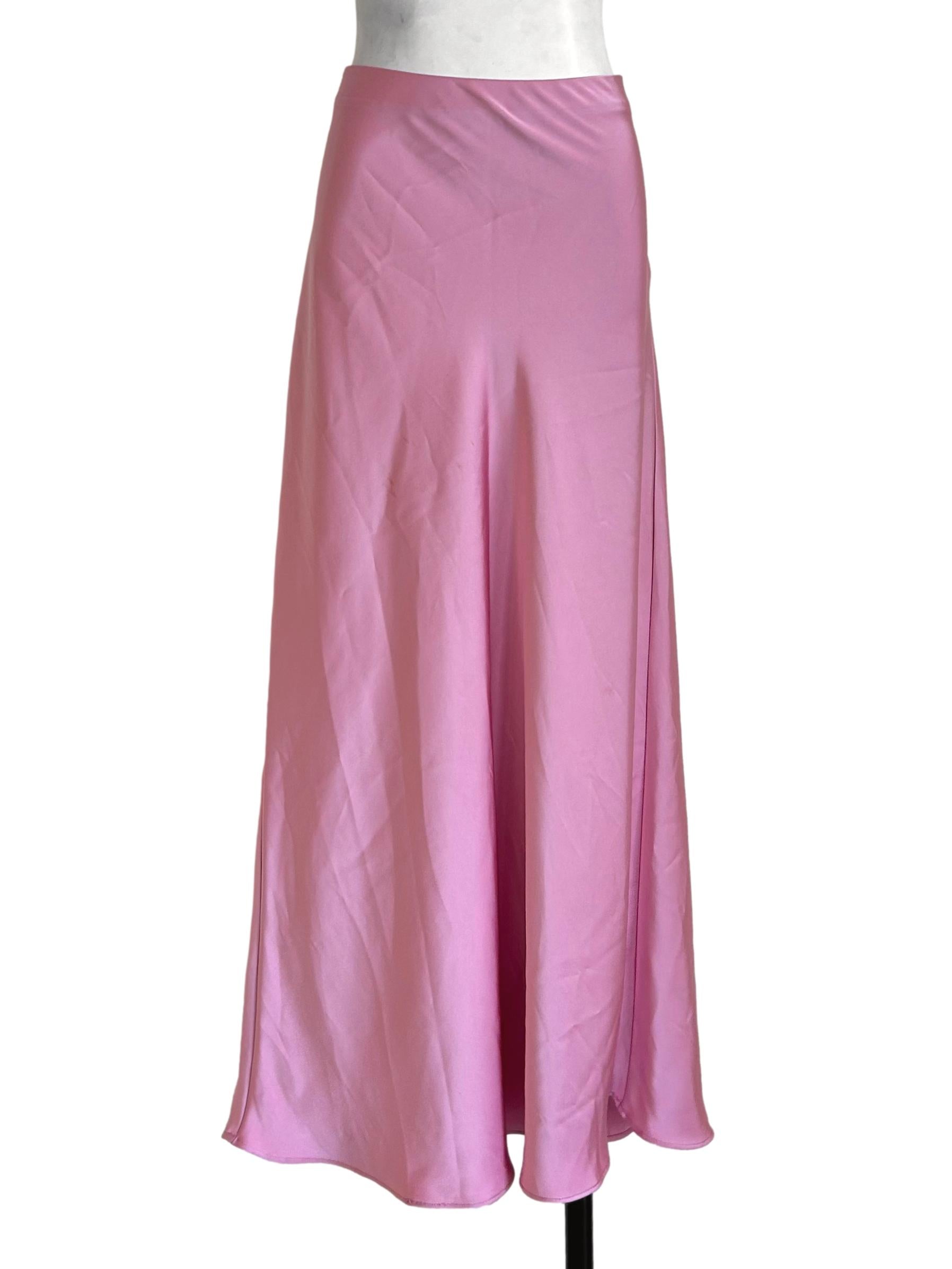 Pink Satin Slip Maxi Skirt