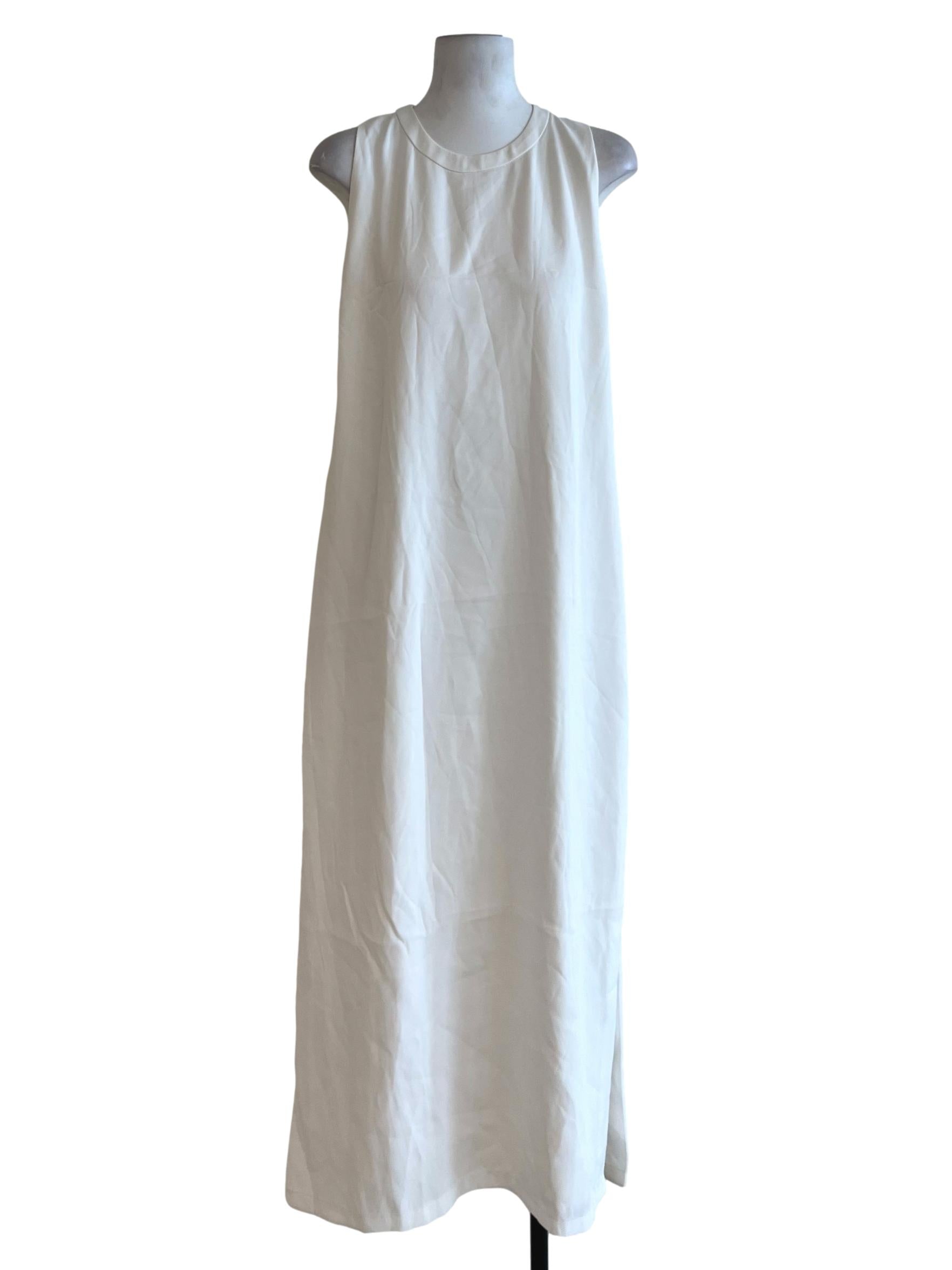 White Jewel Neckline Shift Dress