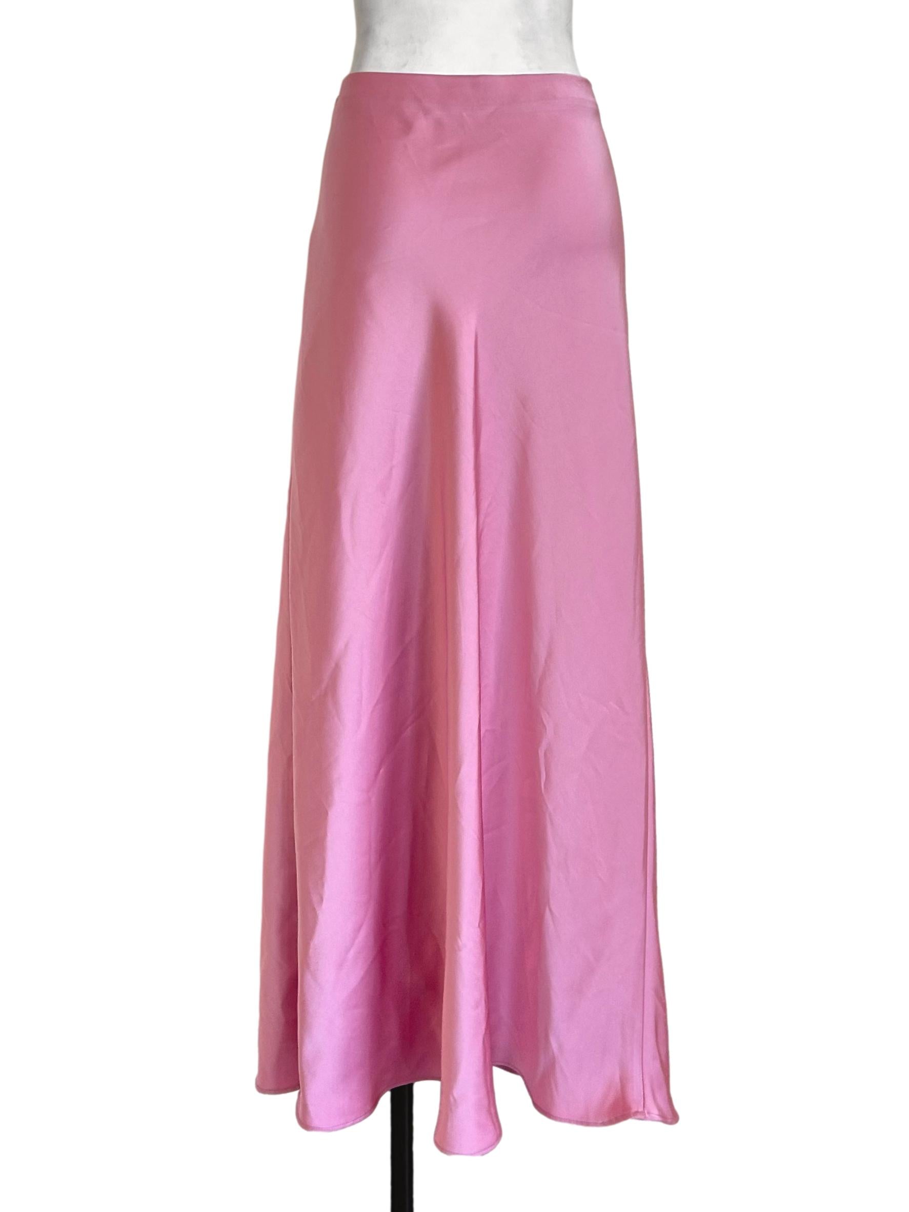 Pink Satin Slip Maxi Skirt