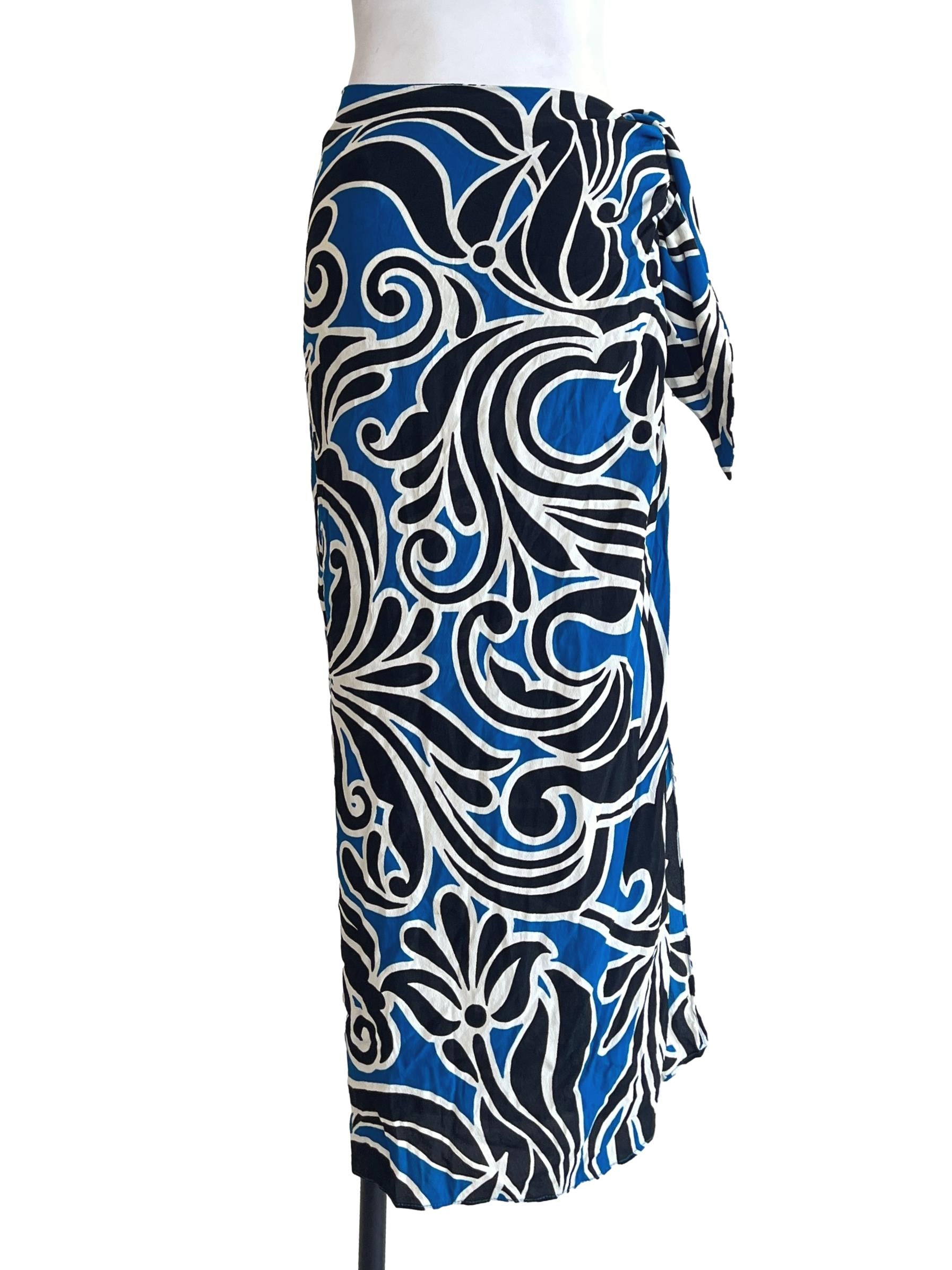 Cobalt Blue Wrap A-Line Skirt