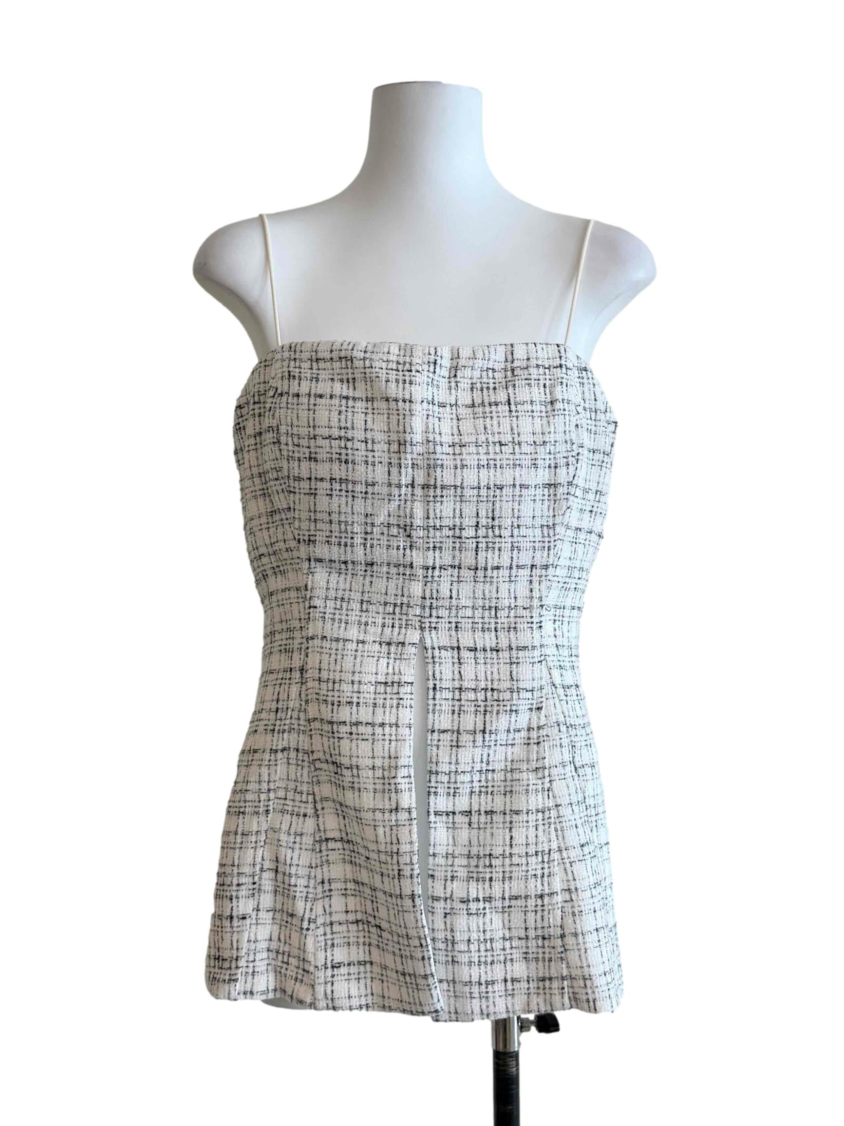 Chiffon White Tweed Top