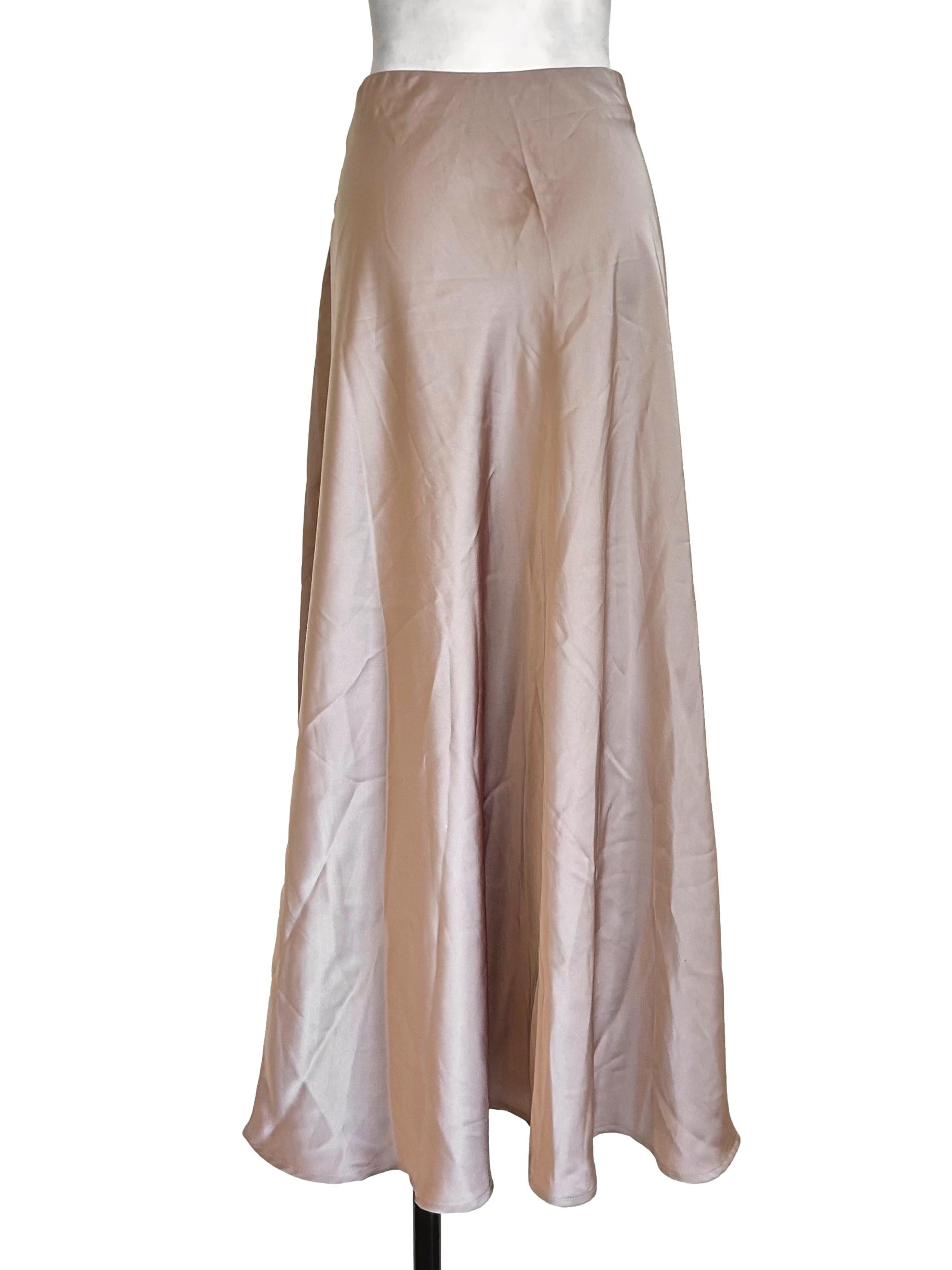 Champagne Satin Slip Maxi Skirt