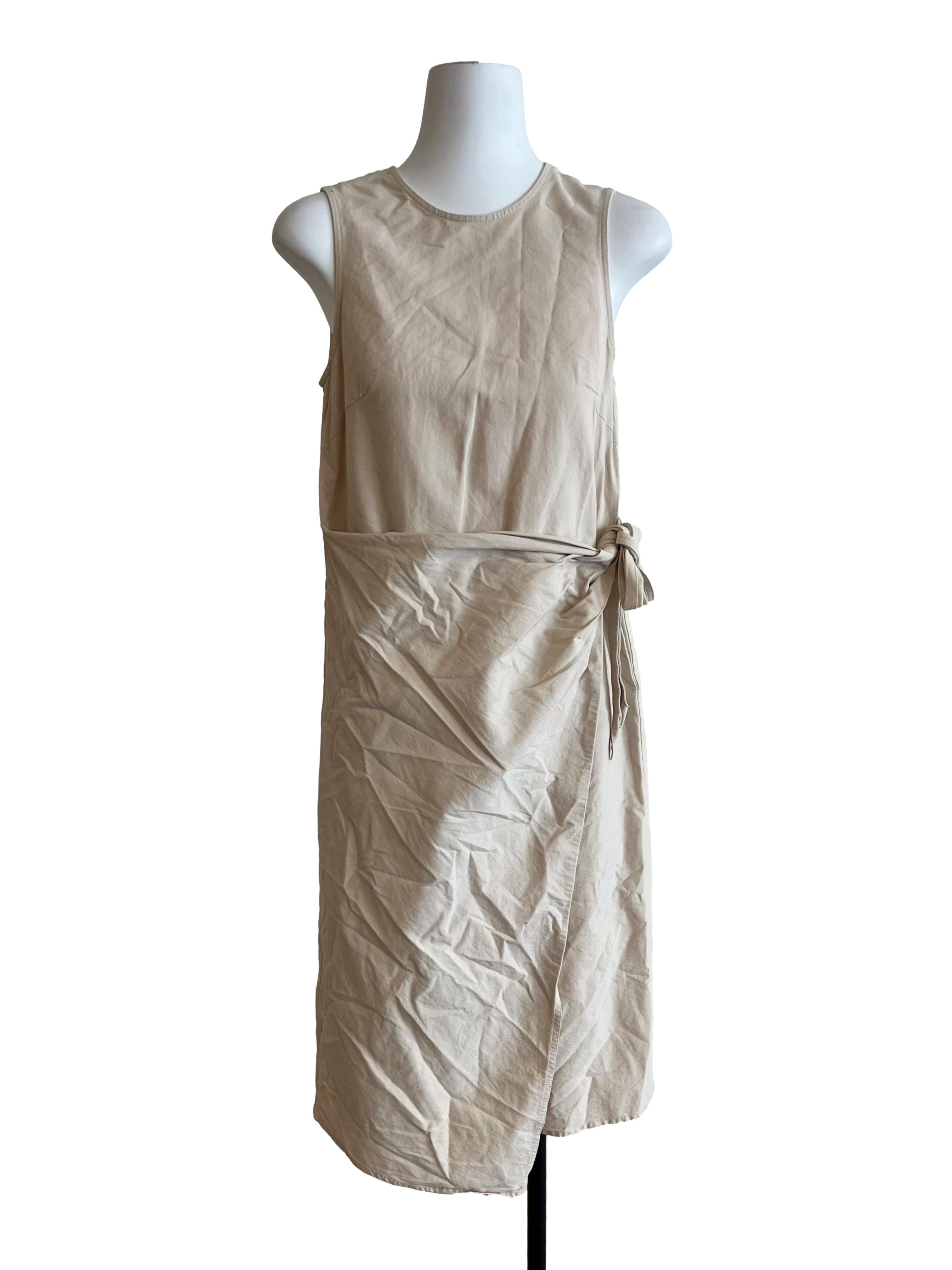 Beige Wrap Front Dress