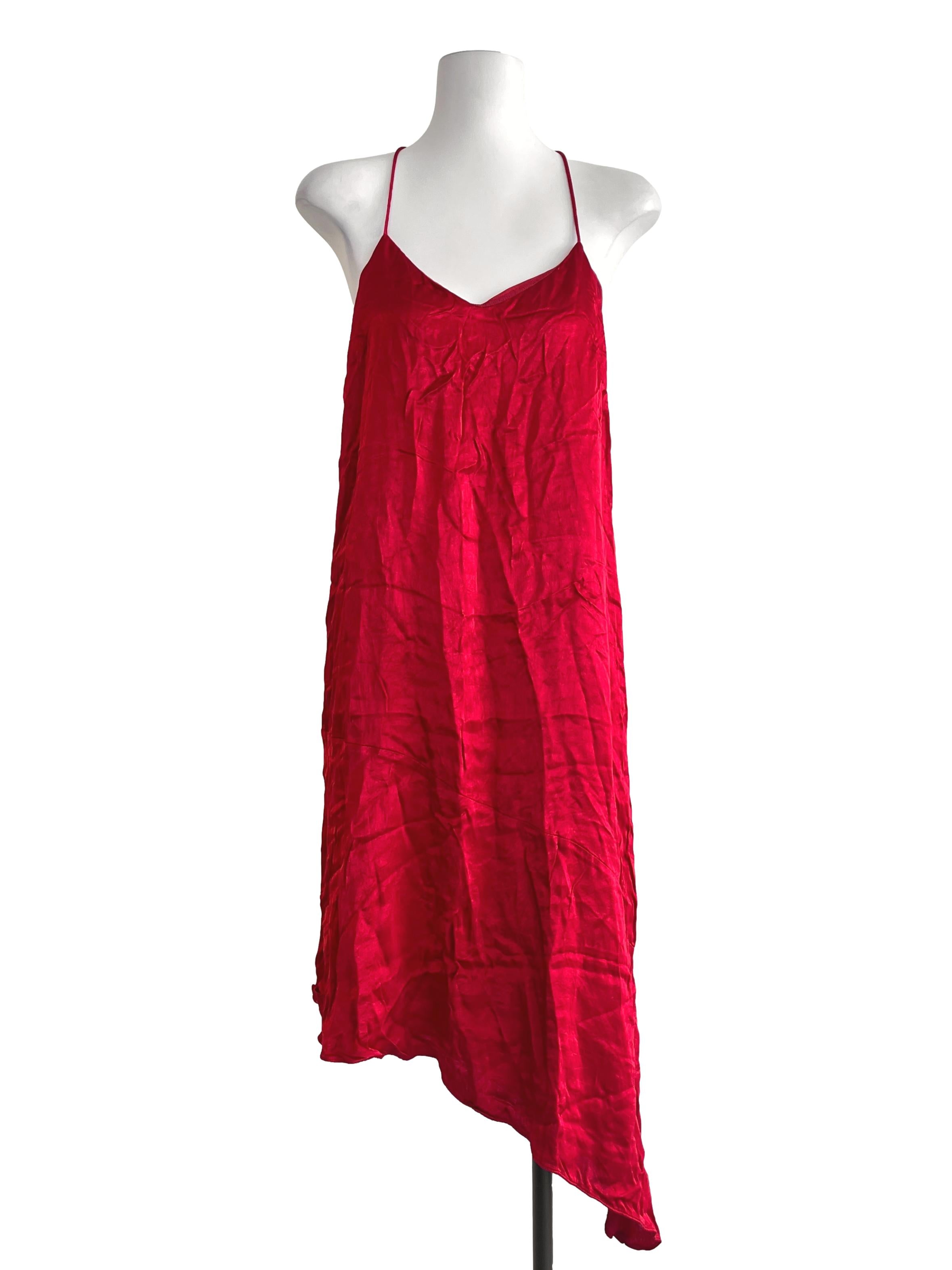 Crimson Red Spaghetti Strap Slip Dress