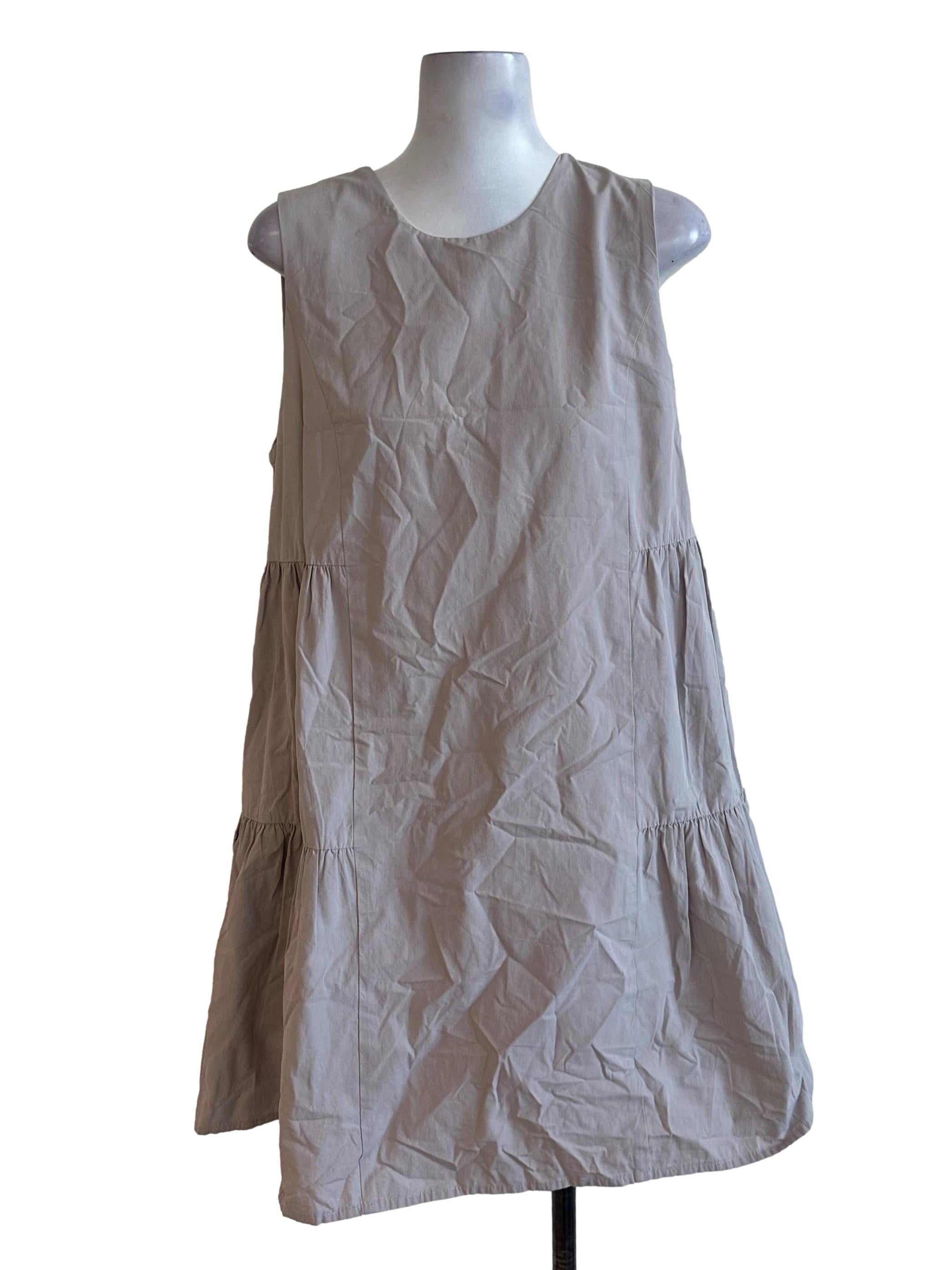 Light Grey Round Neck Back Tiered Dress