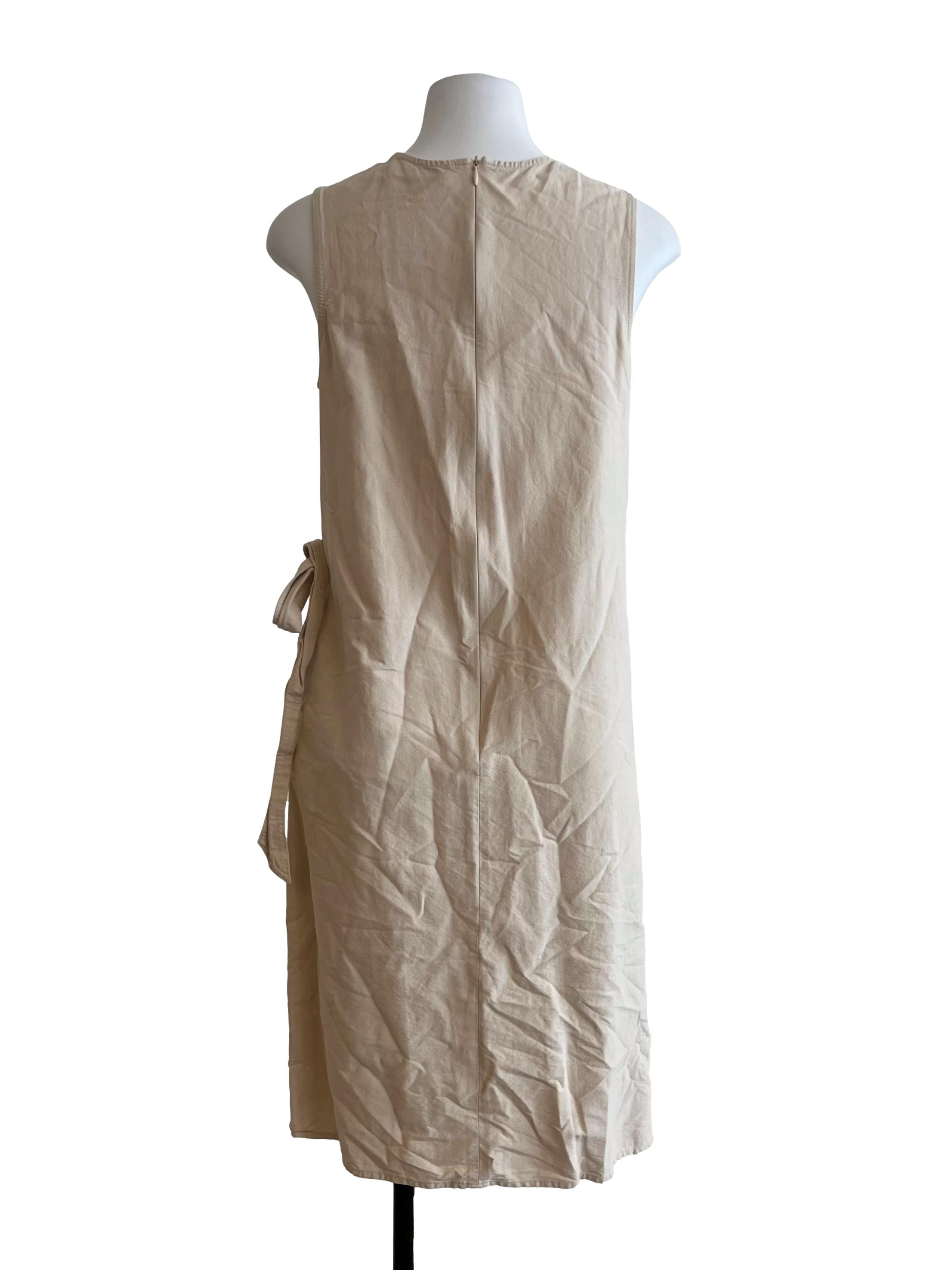 Beige Wrap Front Dress