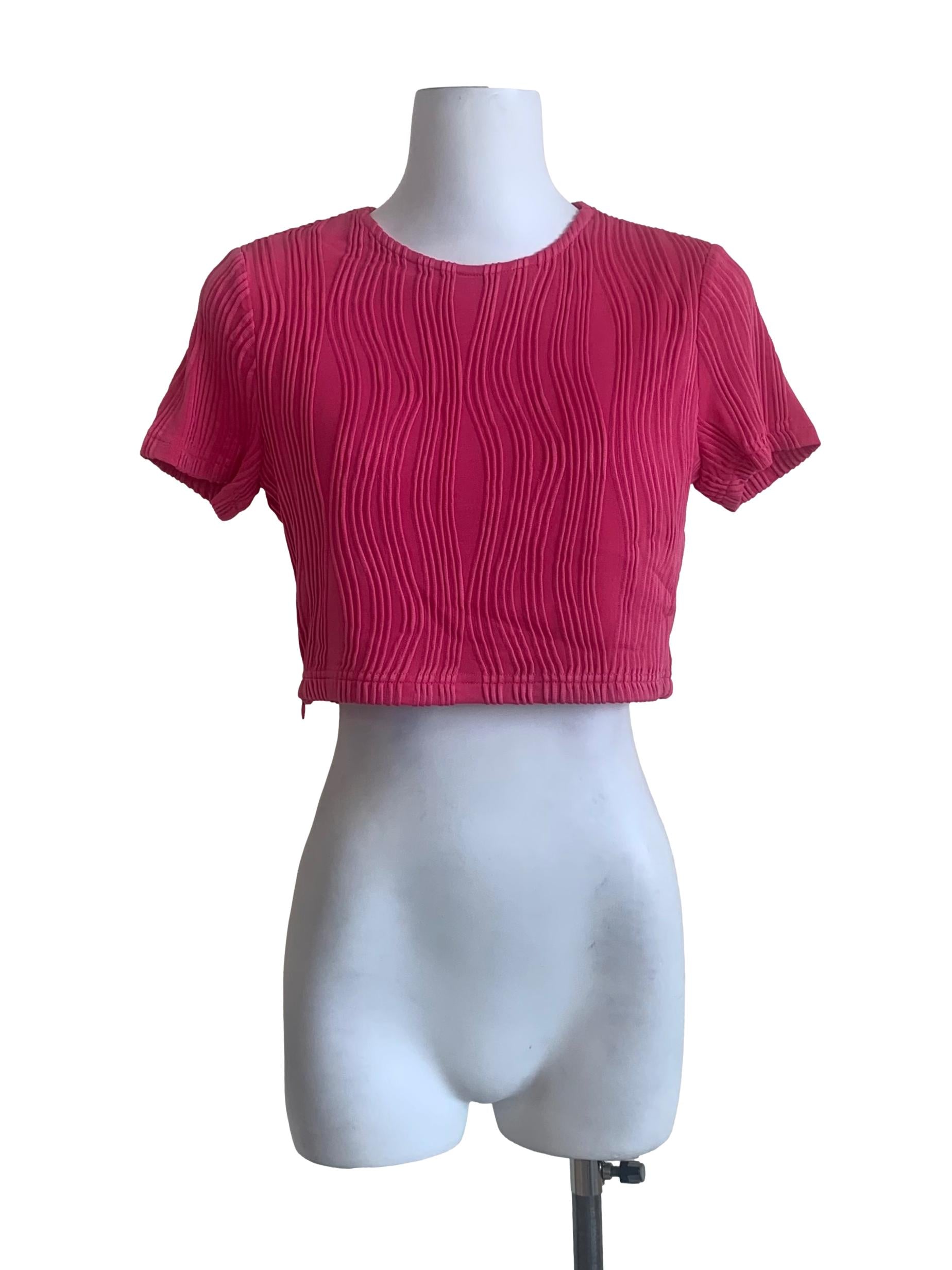 Hot Pink Textured Crop Top