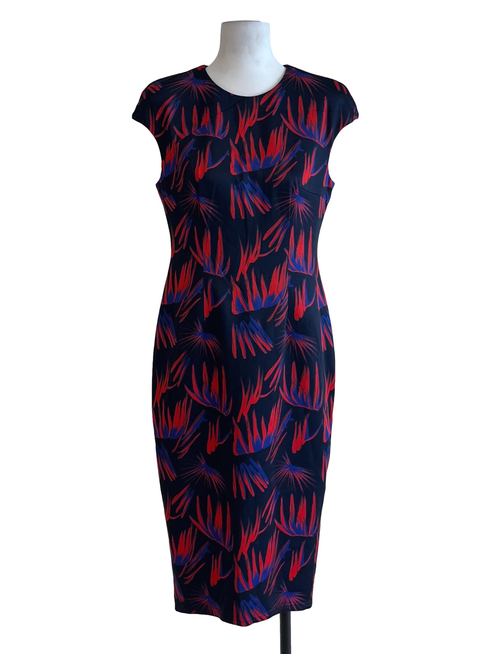 Navy Blue Abstract Empire Dress