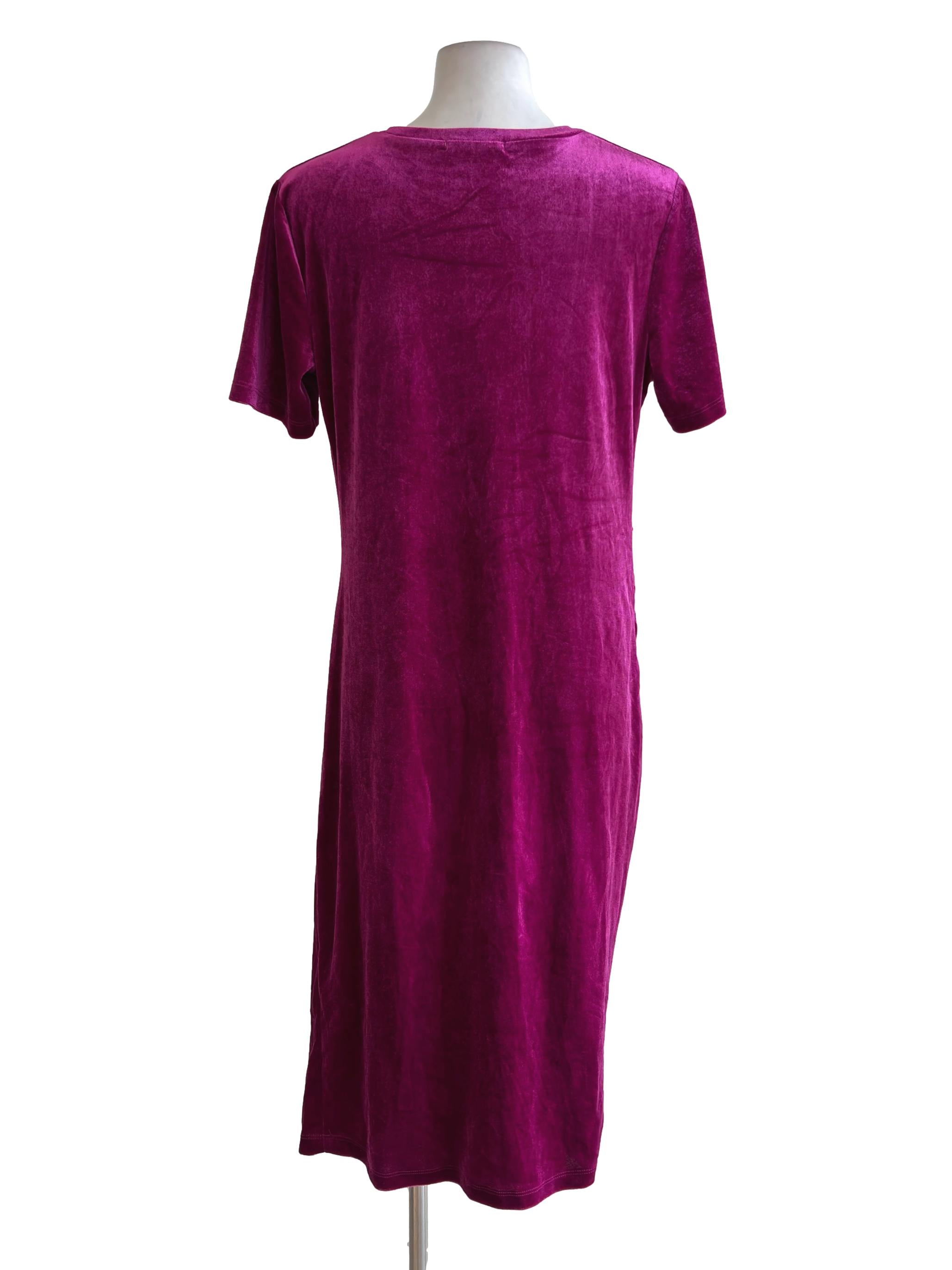 Magenta Pink Velvet Midi Dress