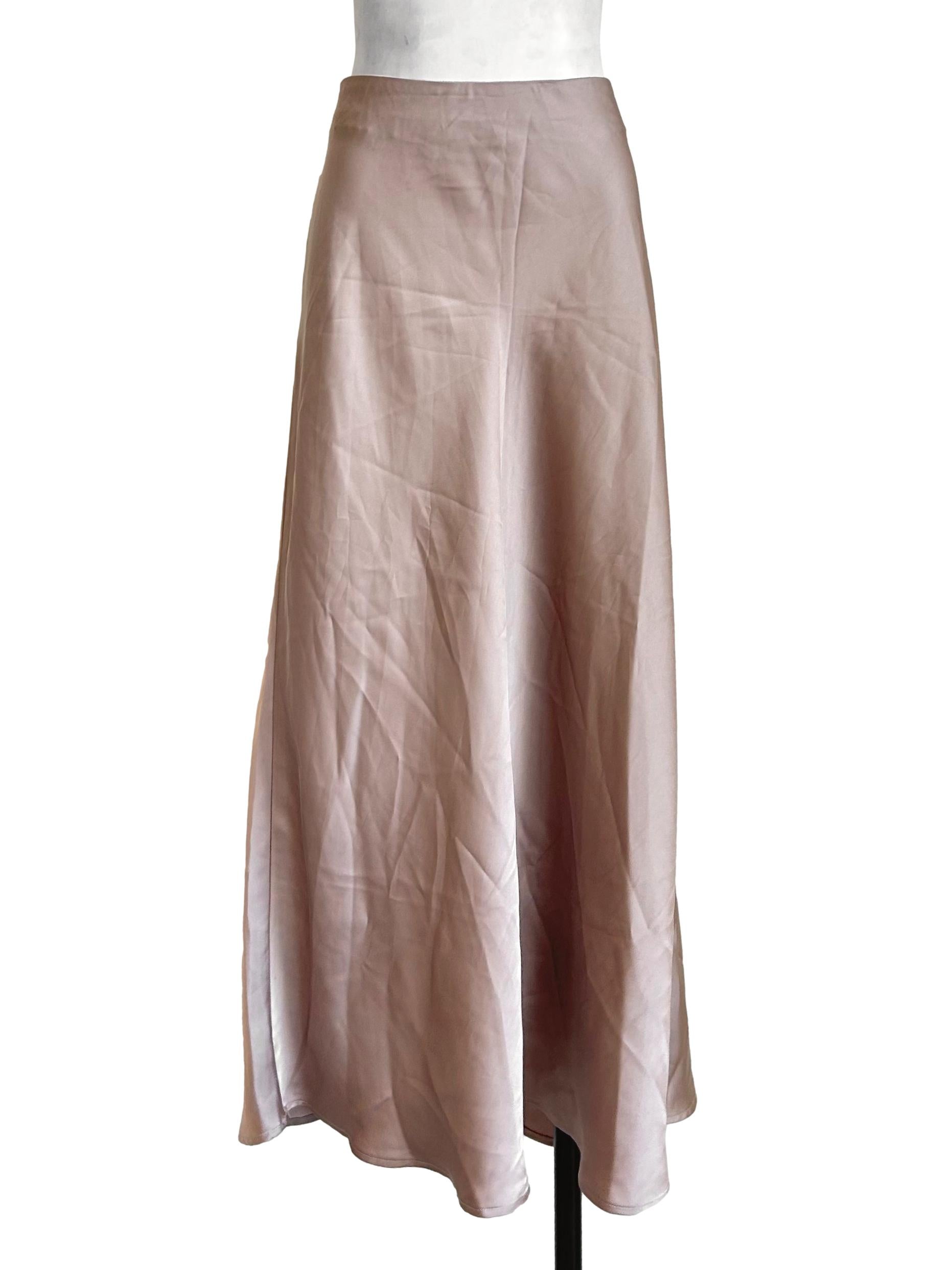 Champagne Satin Slip Maxi Skirt