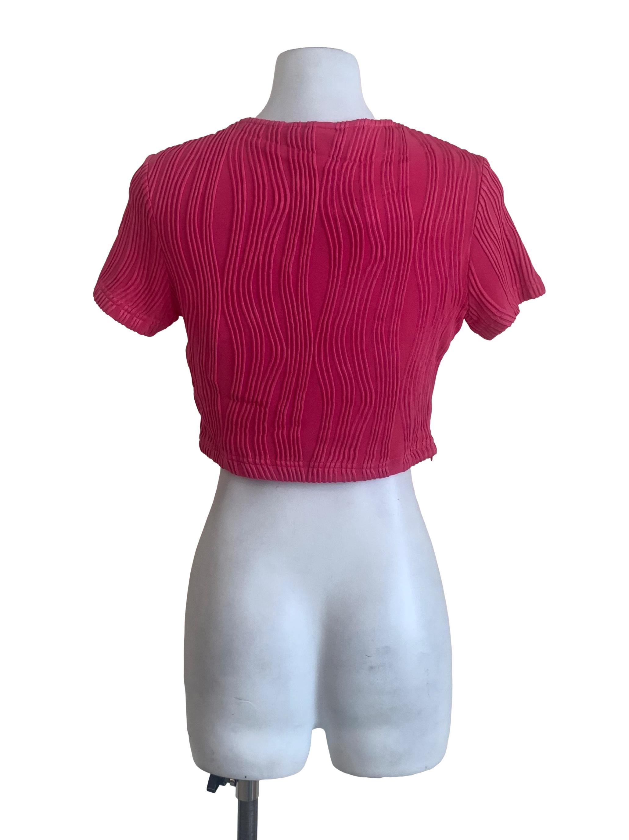 Hot Pink Textured Crop Top