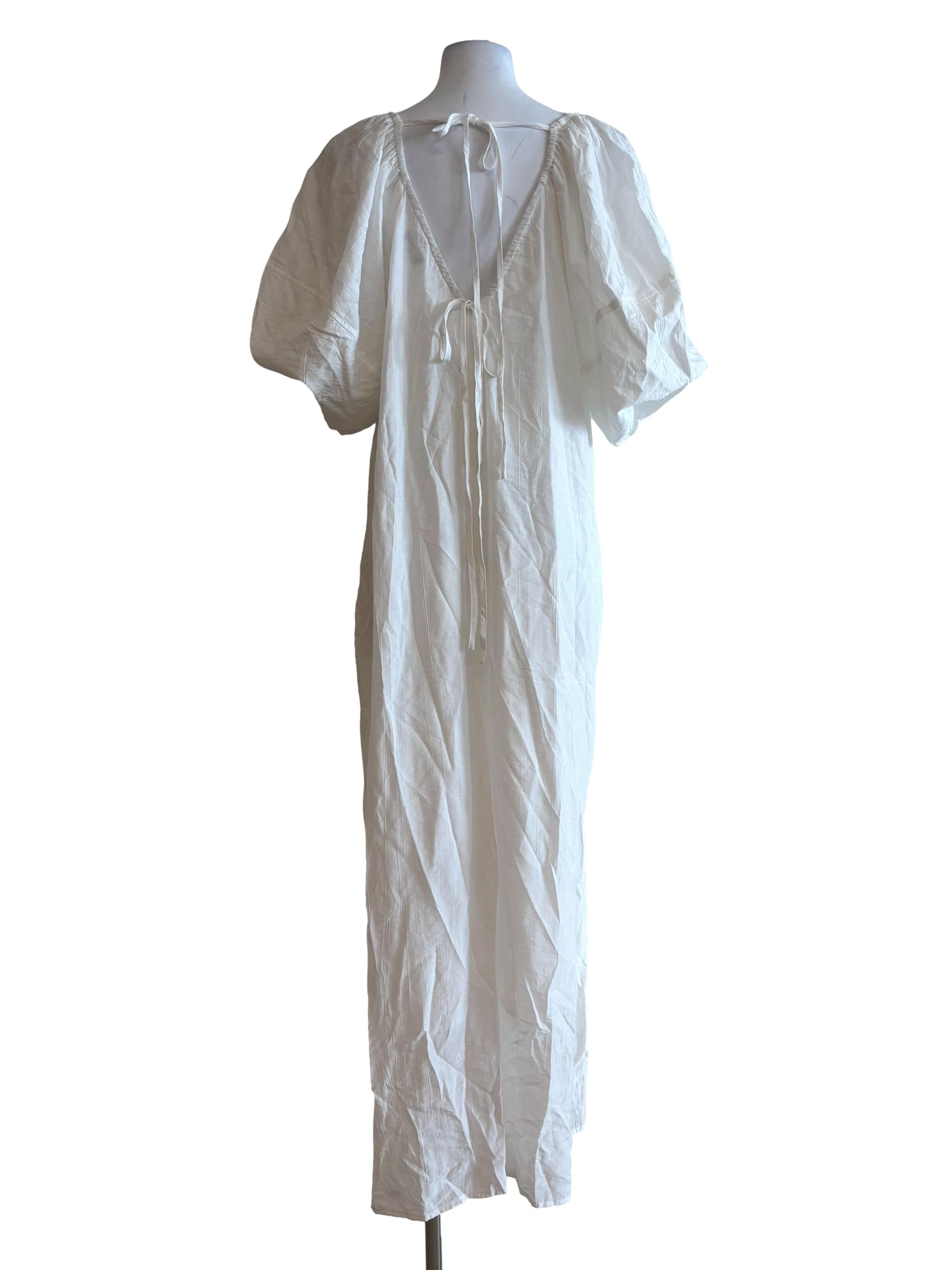 Pearl White Puff Sleeve Dress