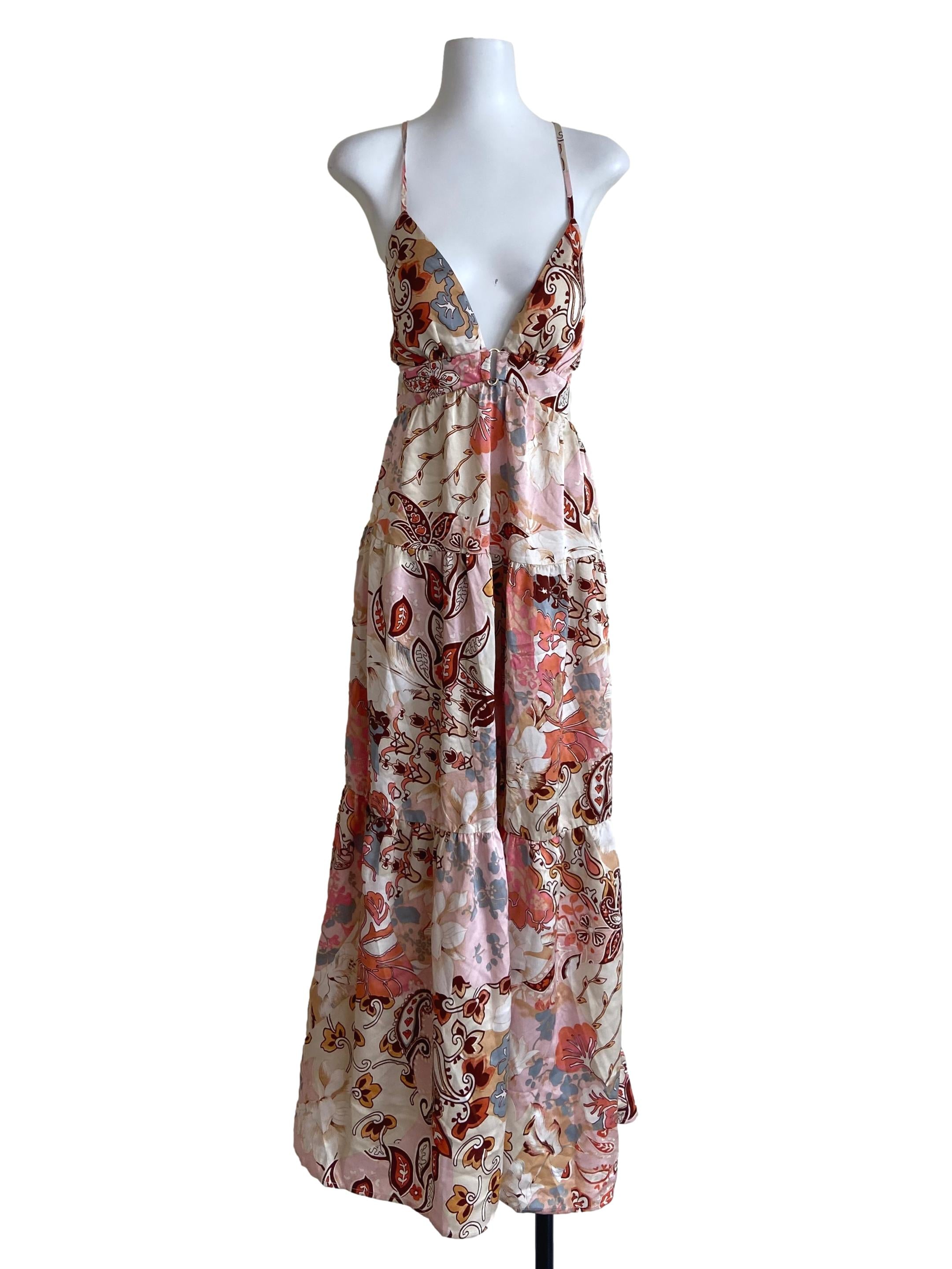 Eggshell Sleeveless Slit Floral Dress