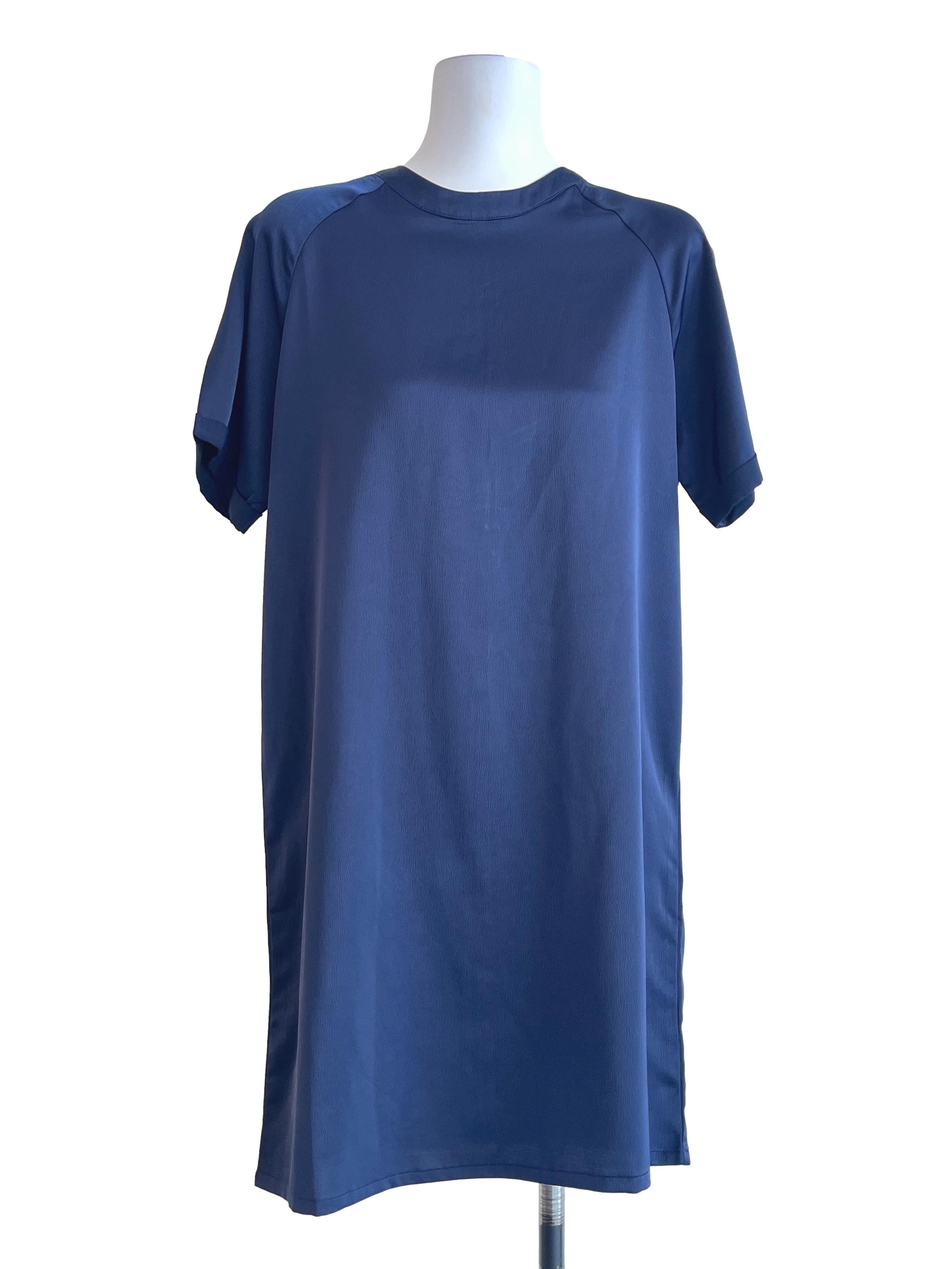 Peacock Blue Halter Short Sleeve Tunic Dress