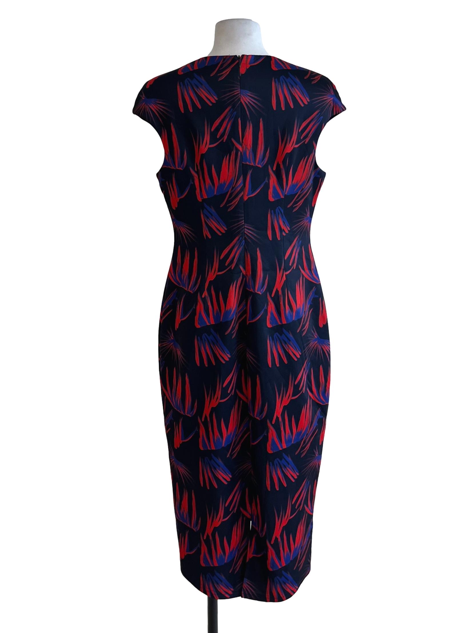 Navy Blue Abstract Empire Dress
