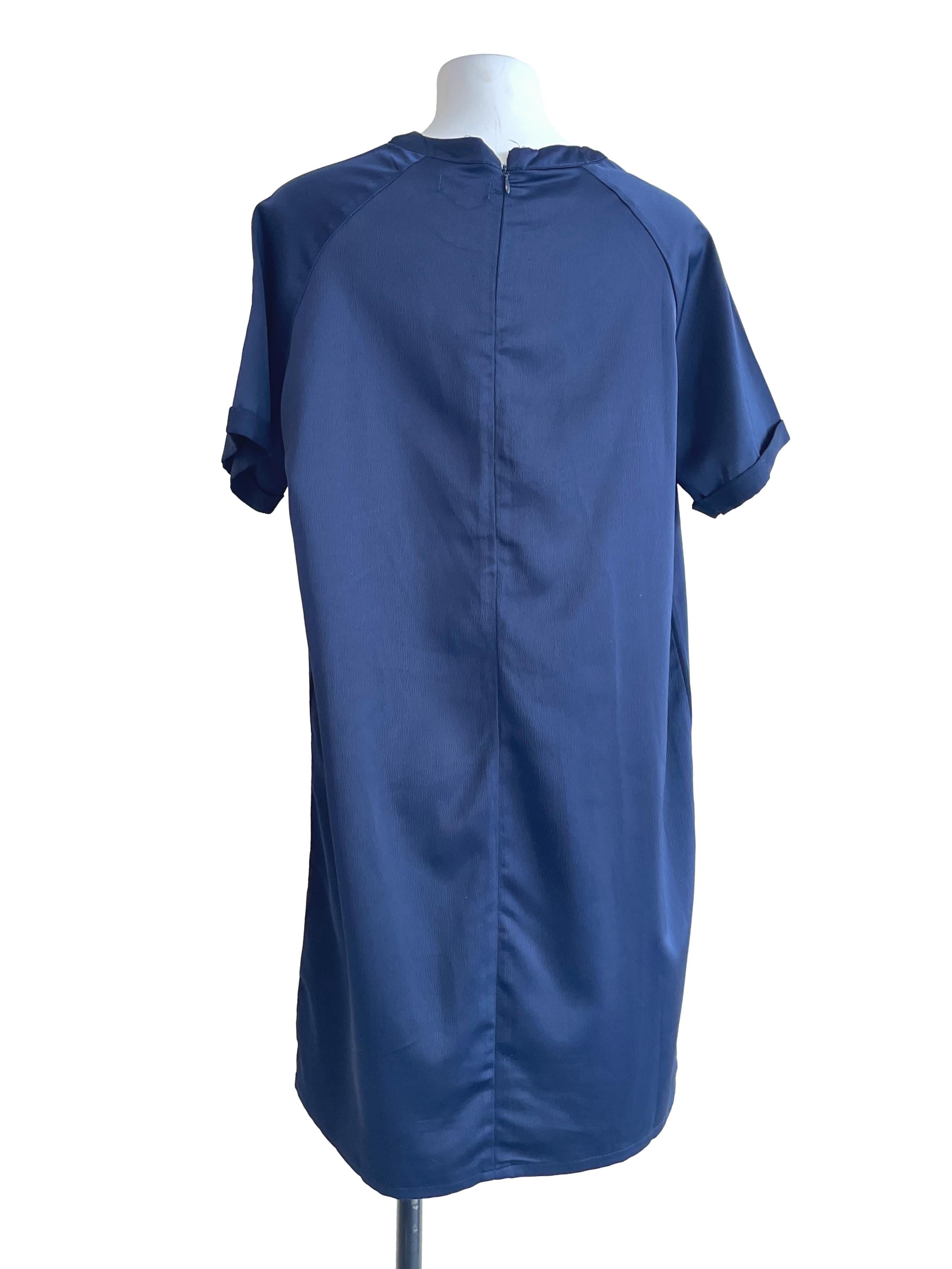 Peacock Blue Halter Short Sleeve Tunic Dress