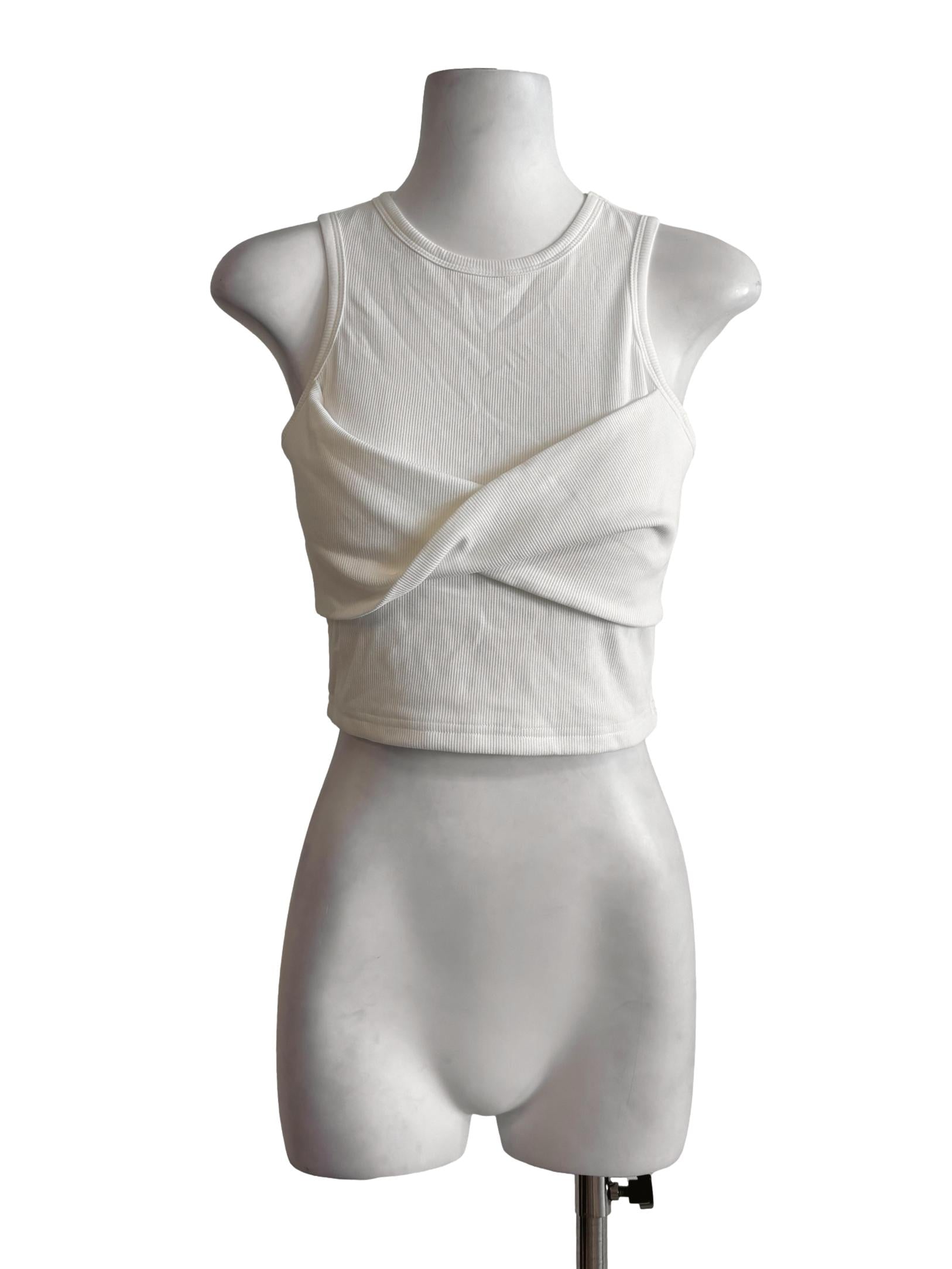 Ivory White Ribbed Top