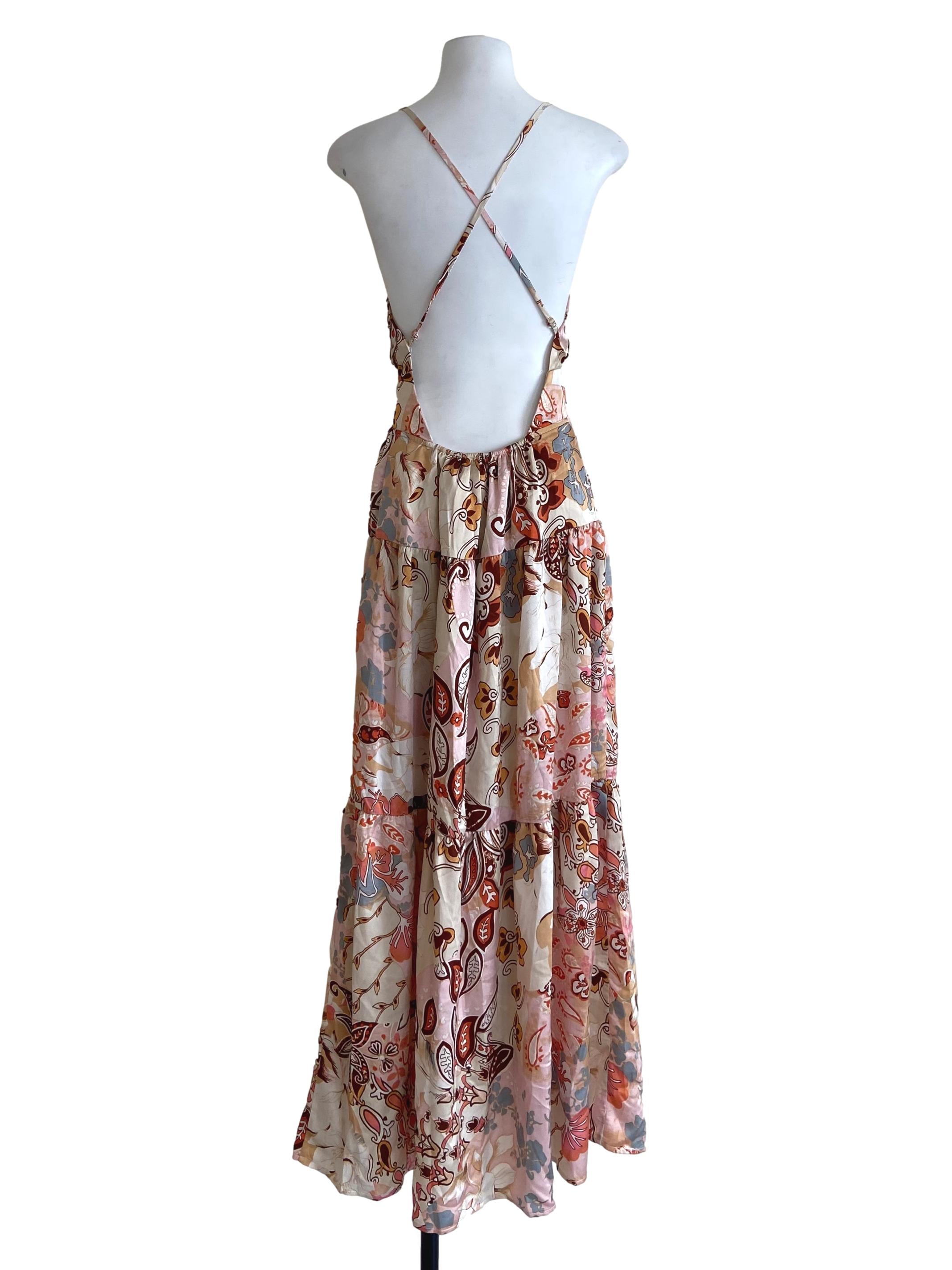 Eggshell Sleeveless Slit Floral Dress