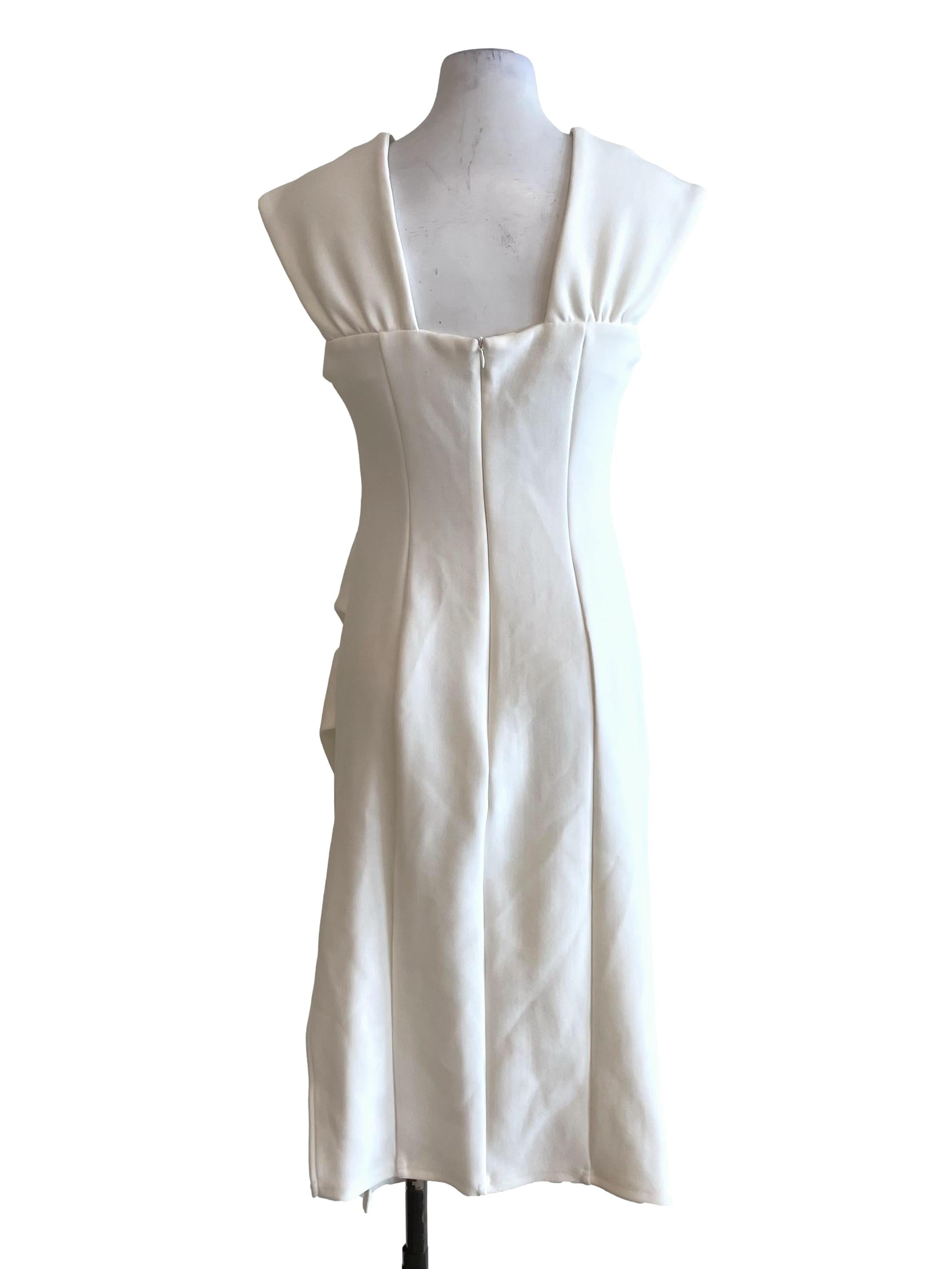 White Draped Bodycon Dress