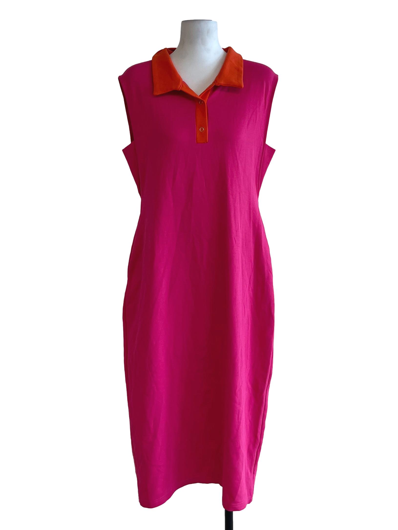 Fuscia Pink Wing Collar Sheath Dress