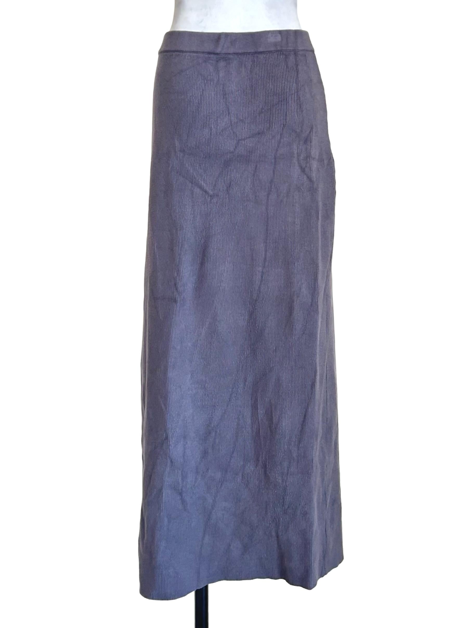Grey Ribbed Knit Maxi Skirt