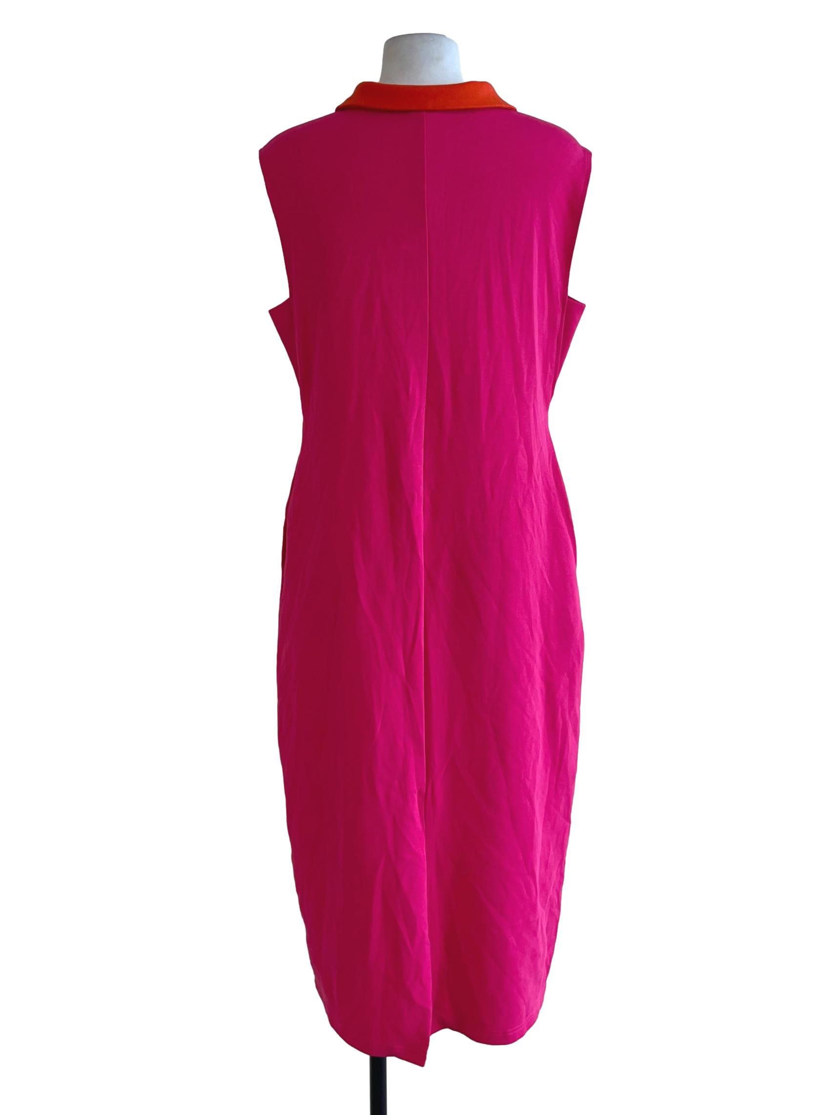 Fuscia Pink Wing Collar Sheath Dress