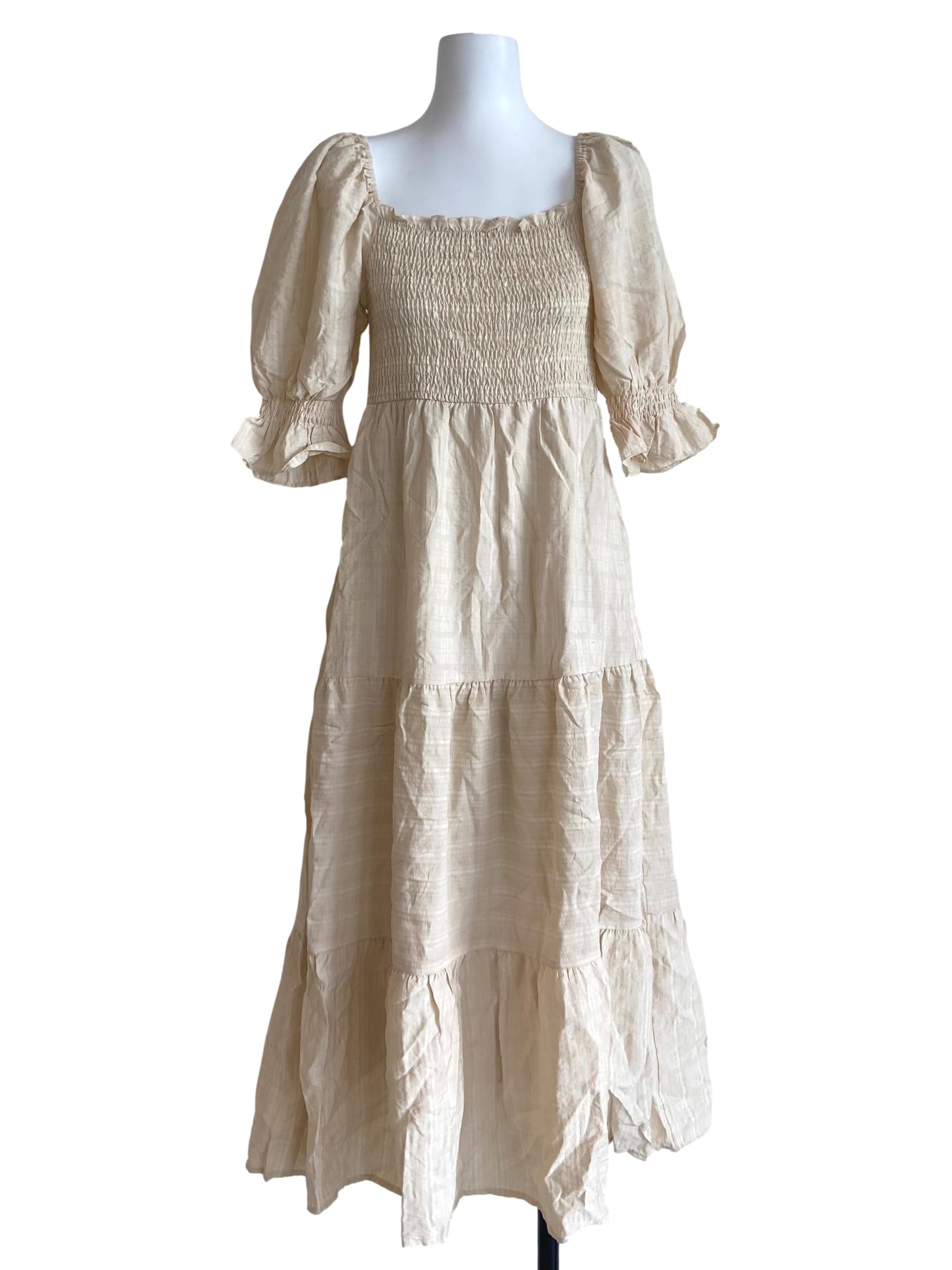 Cream Tartan Layered Dress