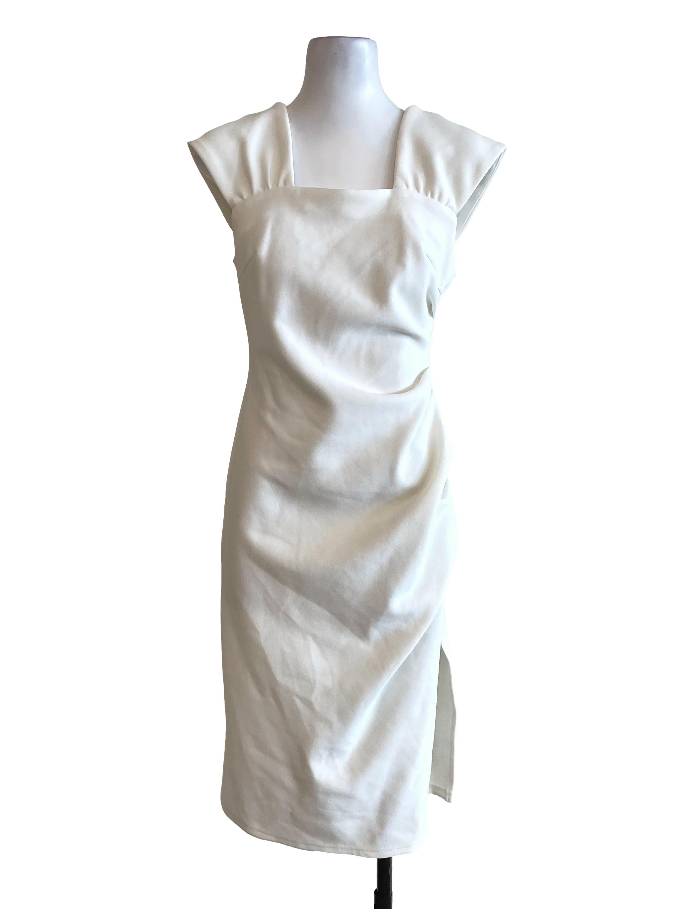 White Draped Bodycon Dress