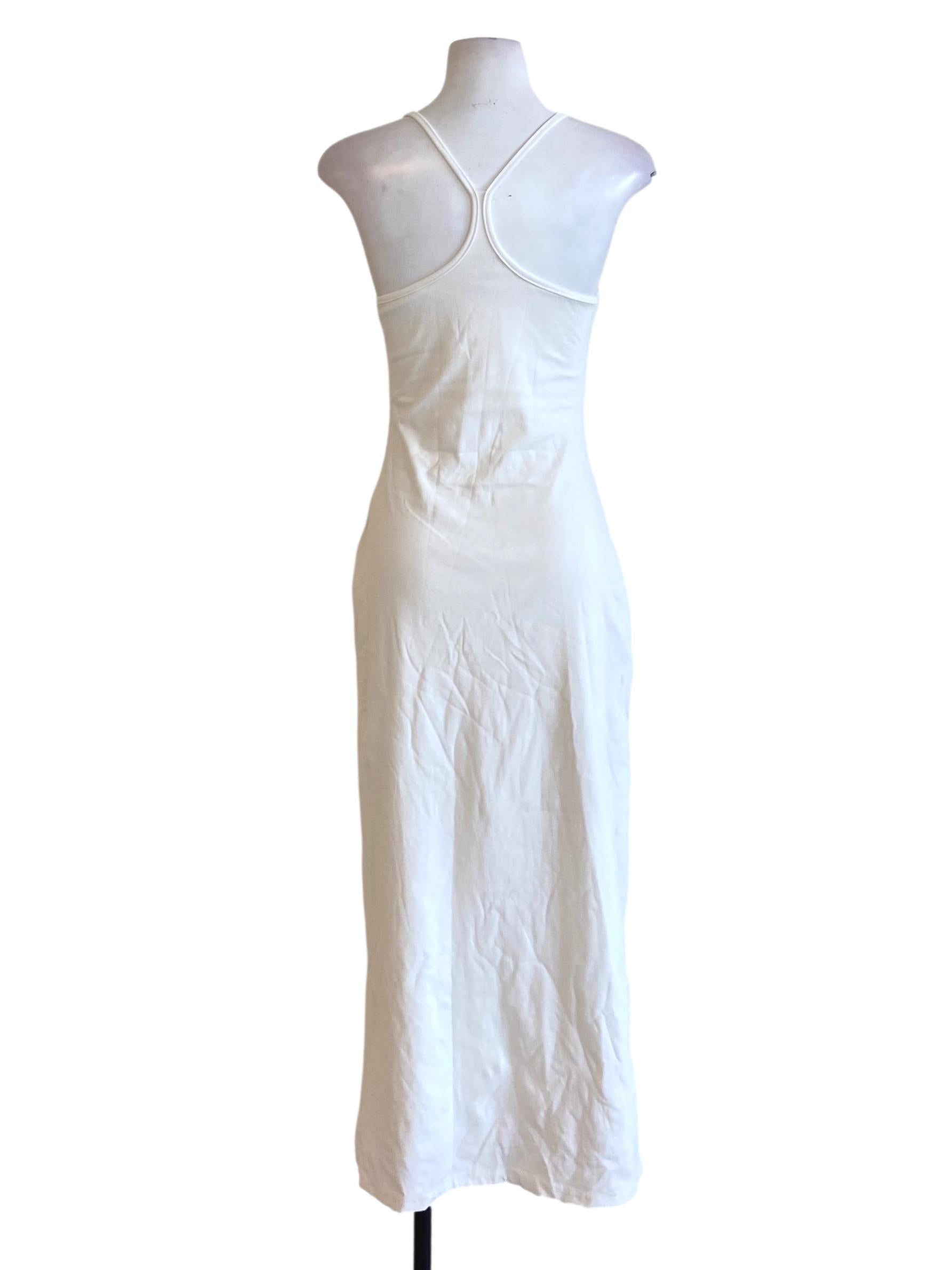 Soft White Square Neck Spaghetti Strap Stretchy Bodycon Dress