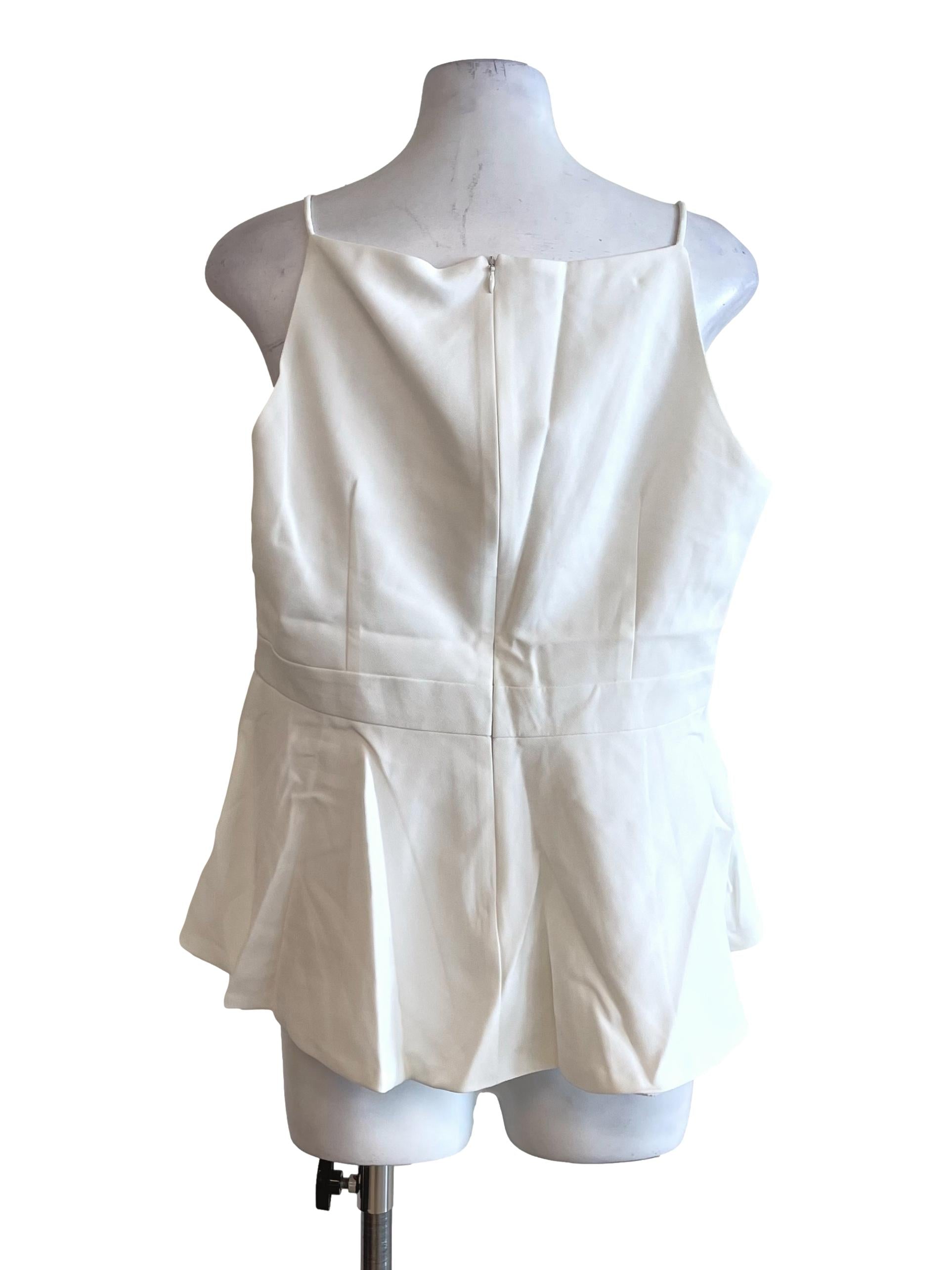 White Pleated Peplum Top