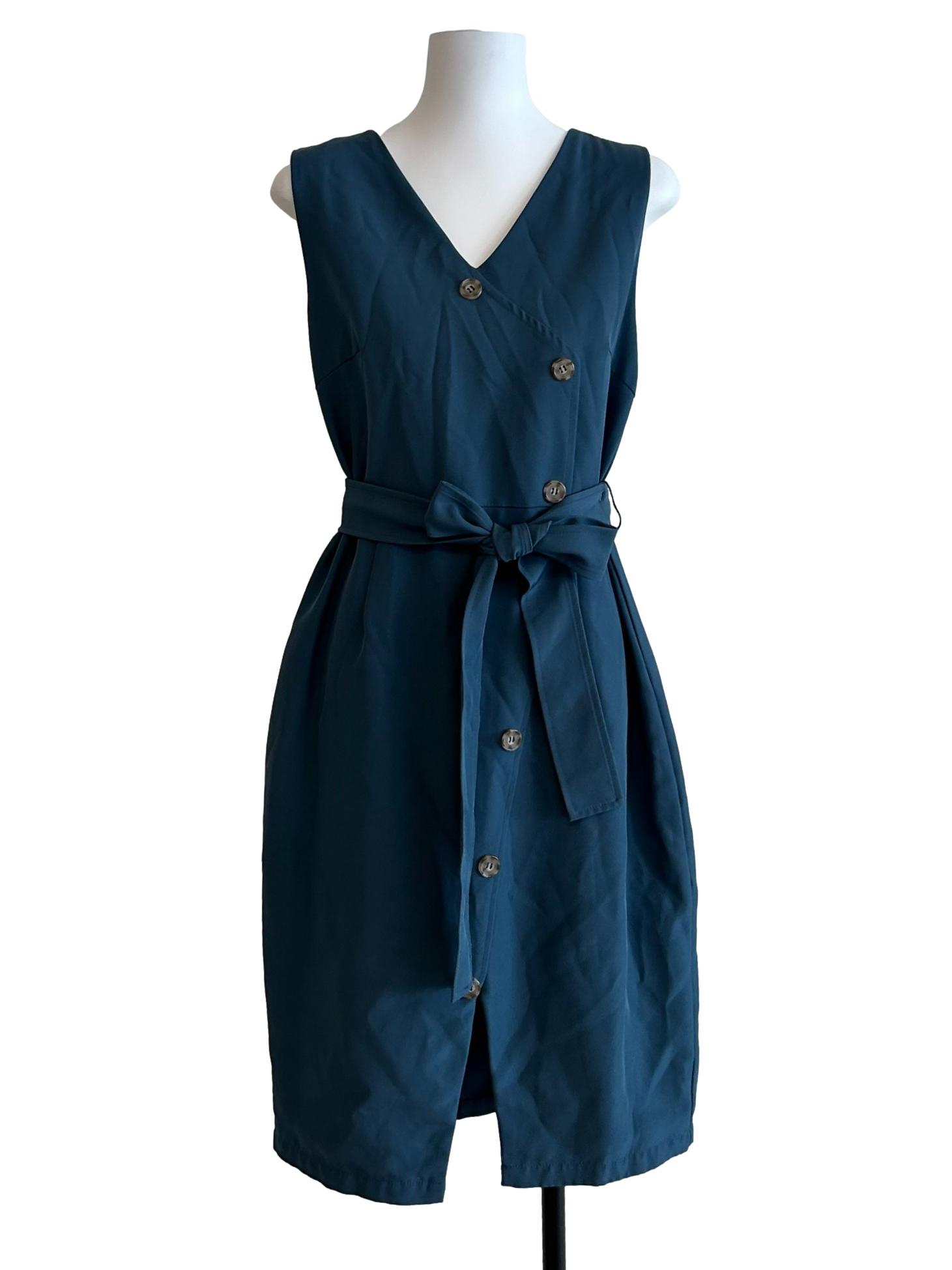 Aegean Blue Button Detail Dress