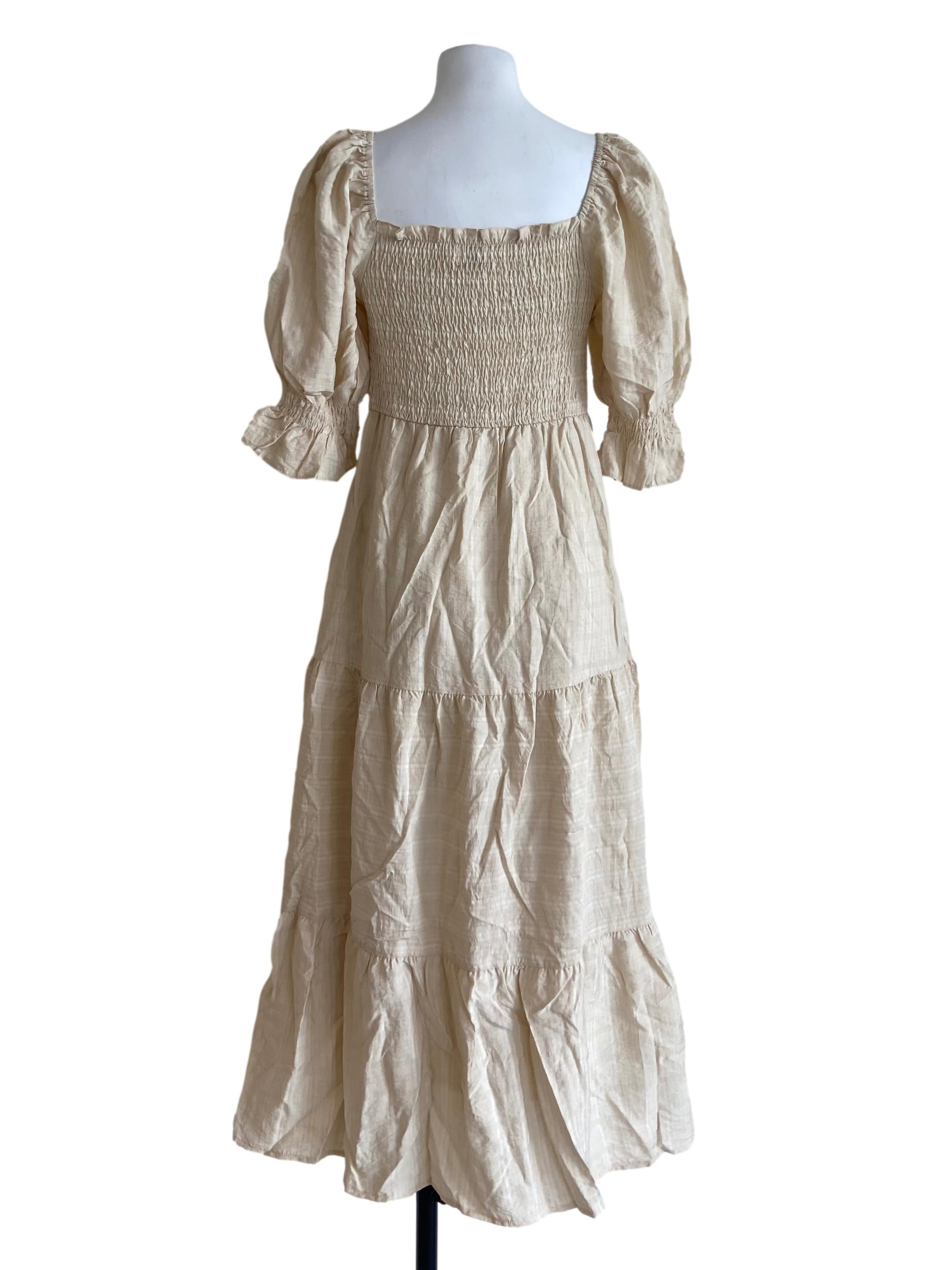 Cream Tartan Layered Dress