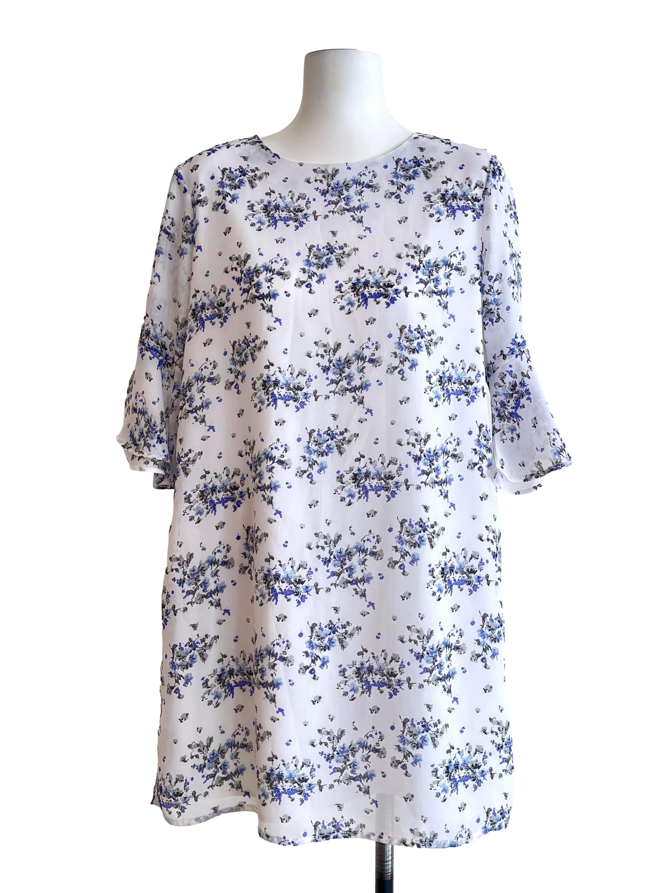 Off White Halter Quarter Sleeve Tunic Dress