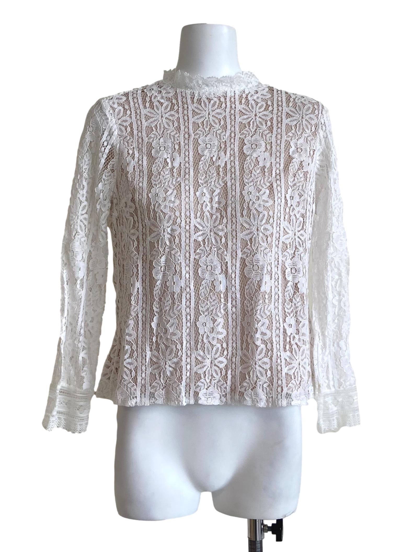 White Floral Lace Blouse