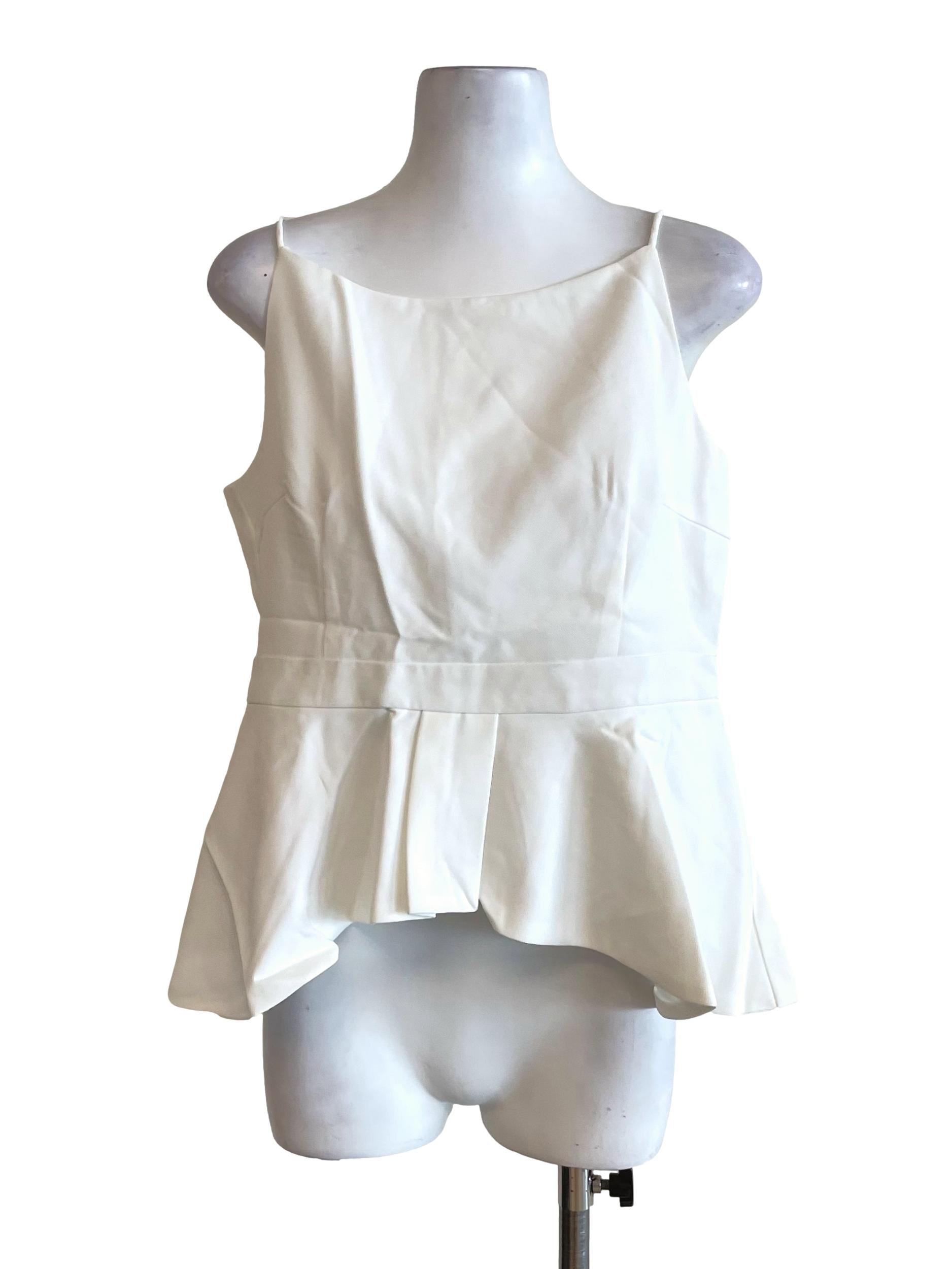 White Pleated Peplum Top