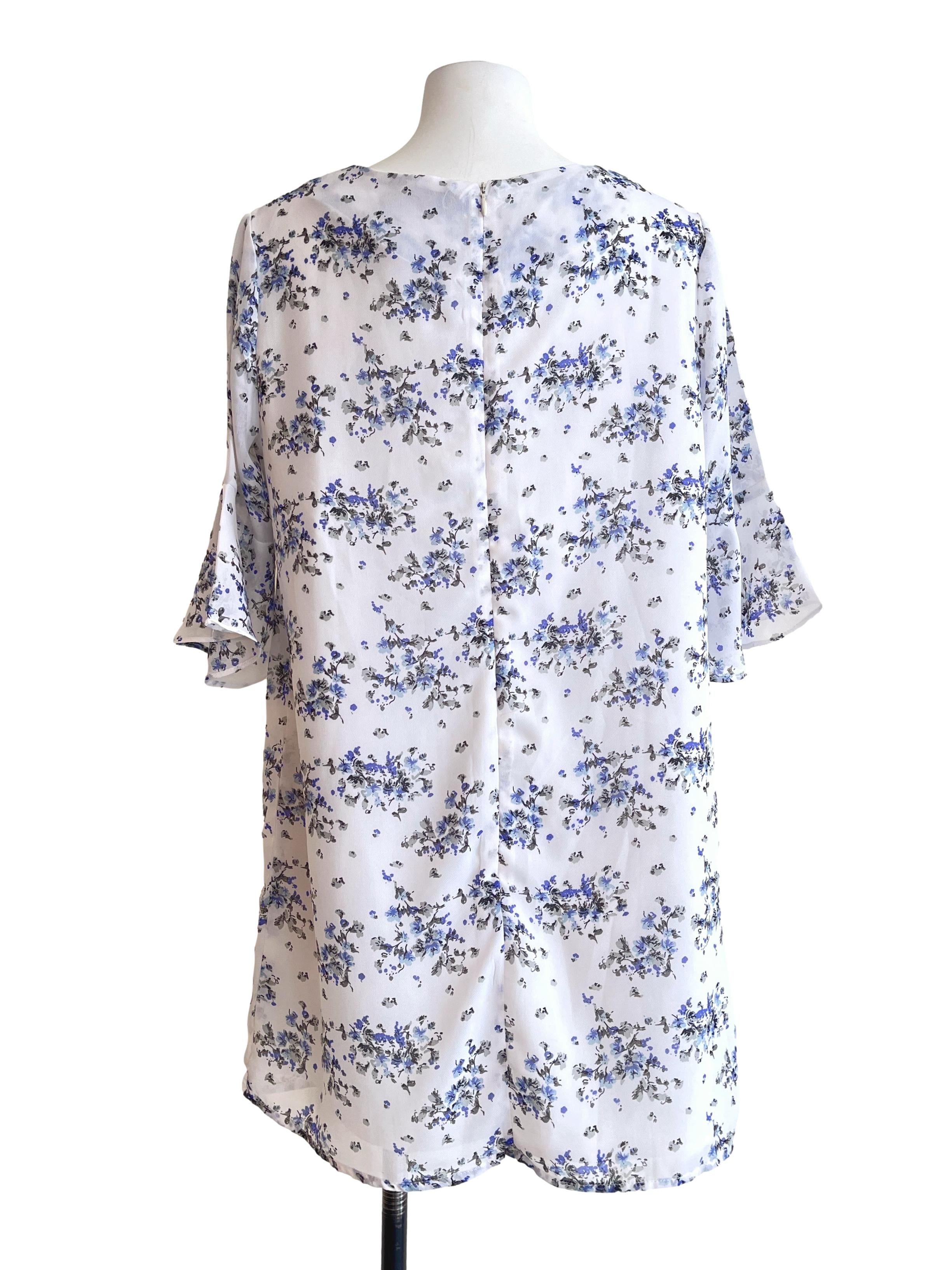 Off White Halter Quarter Sleeve Tunic Dress
