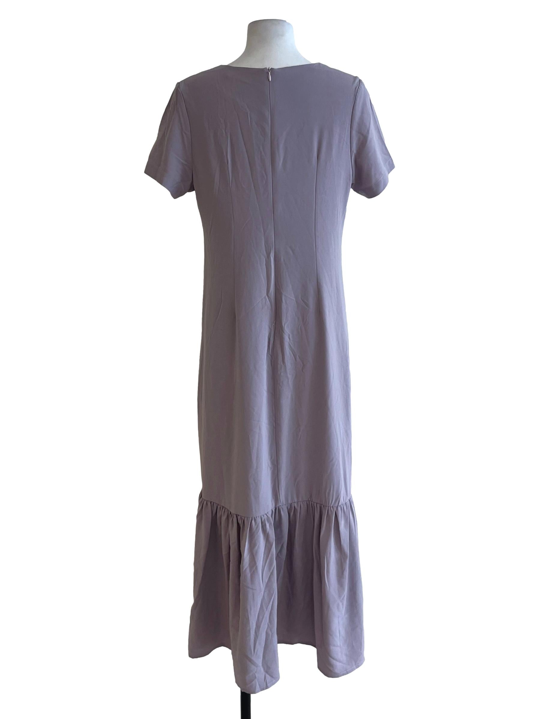Heather Purple V-Neckline Empire Dress