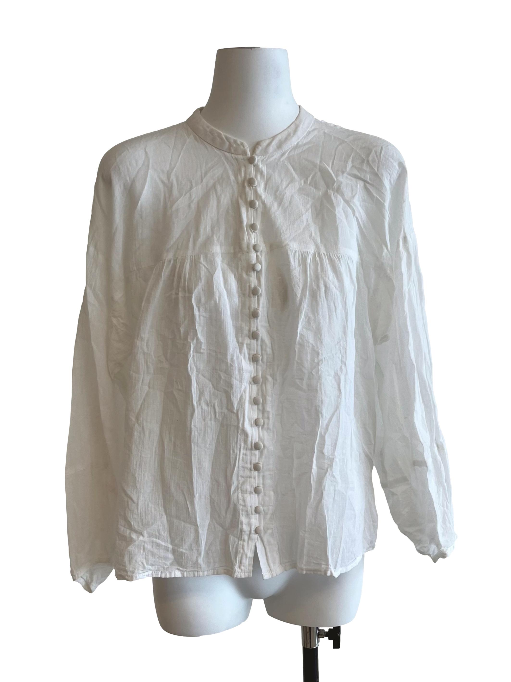 White Button Down Sheer Blouse