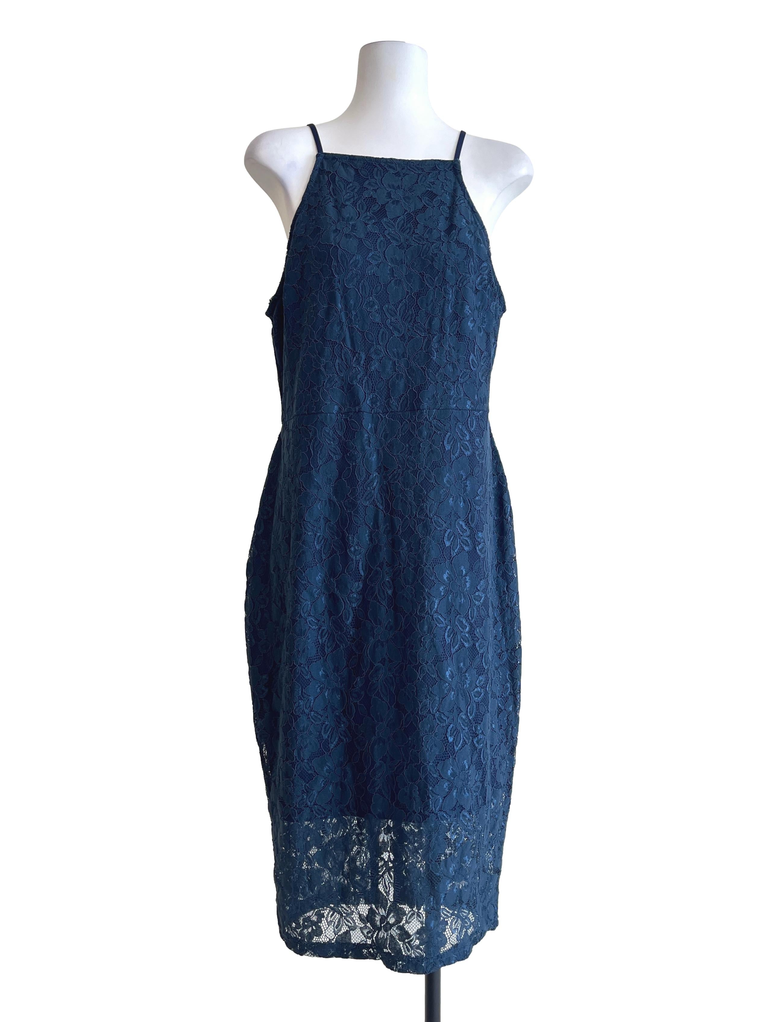 Peacock Blue Straight Across Sleeveless Slip Dress