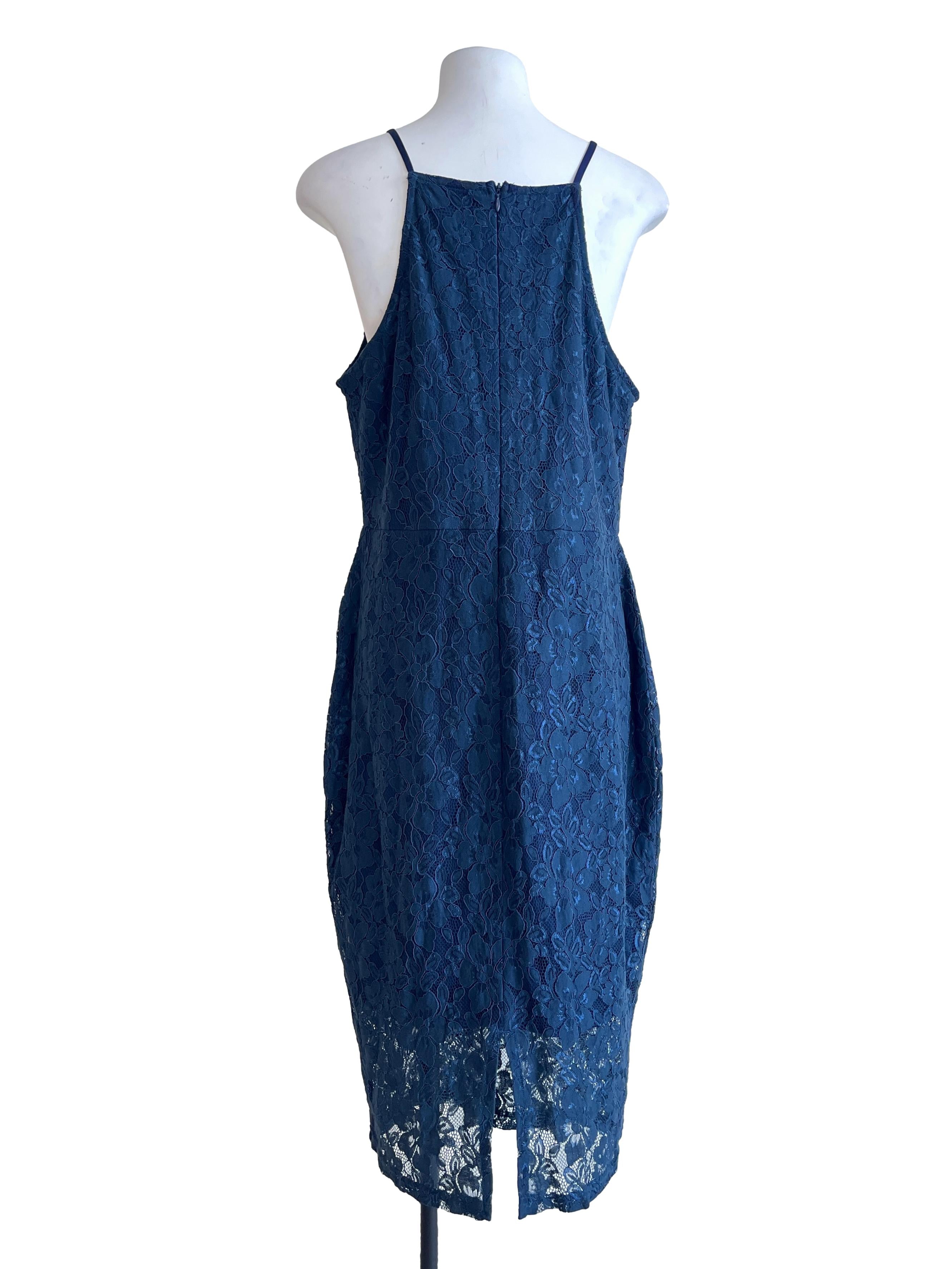 Peacock Blue Straight Across Sleeveless Slip Dress