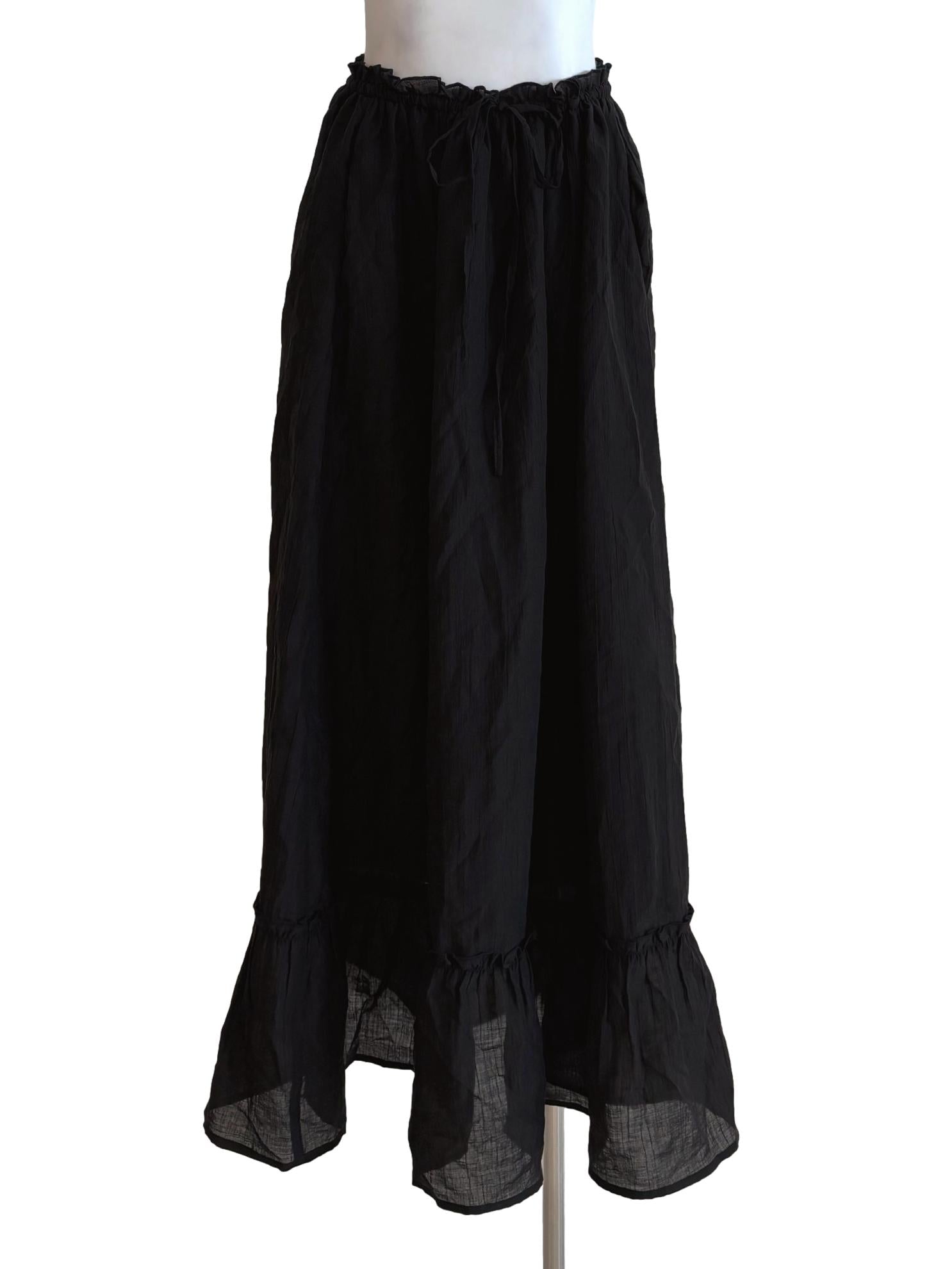 Black Drop Waist Flowy Skirt