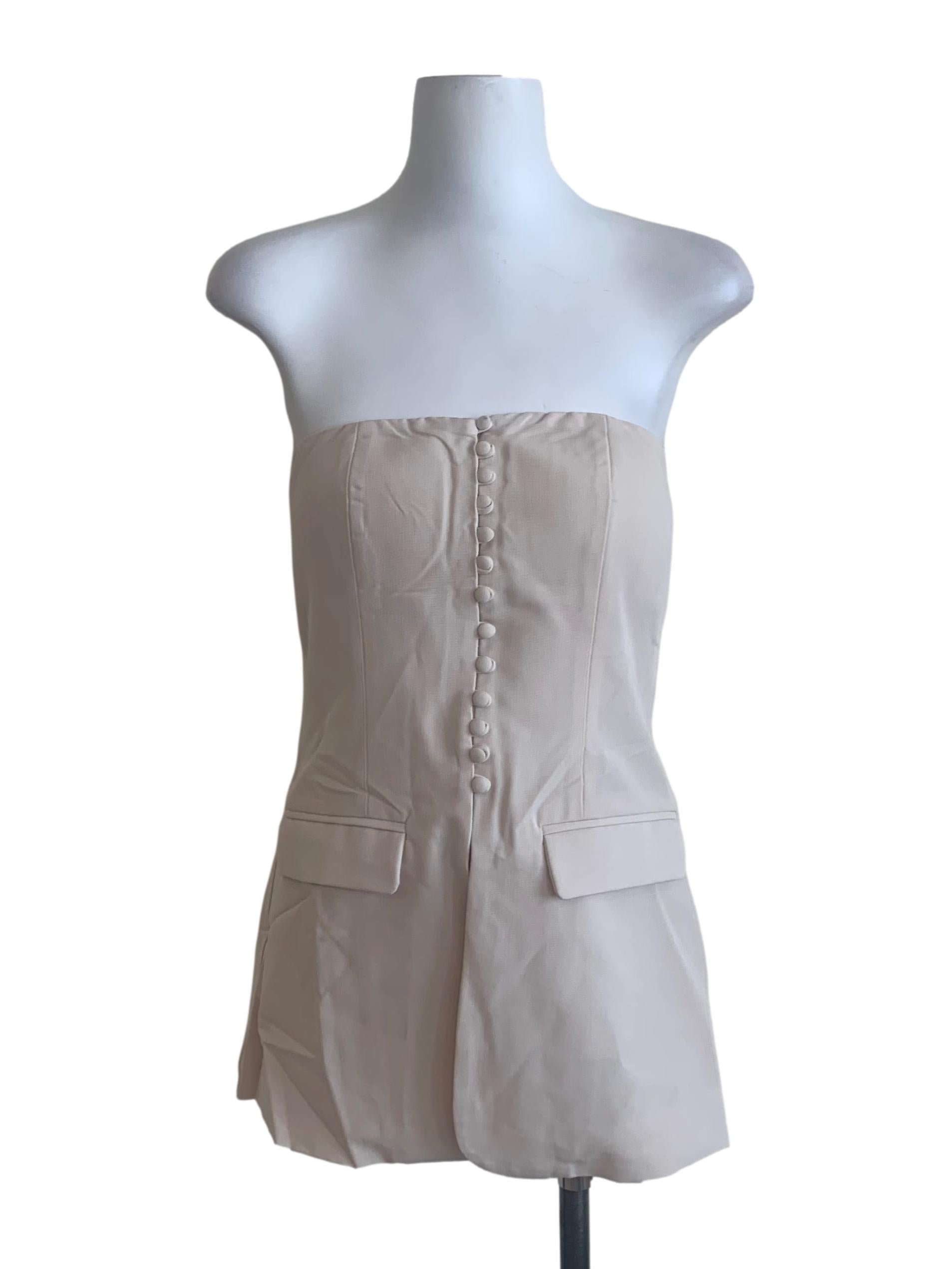 Linen White Strapless Top